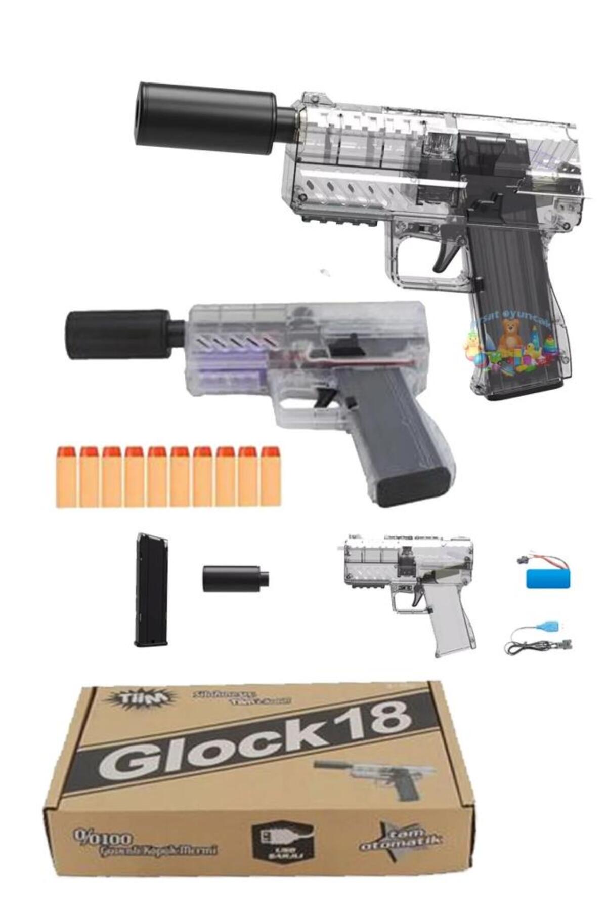 20 Soft Sponge Removable Magazine Toy Glock with 6-Piece USB Charging Cable Muffler