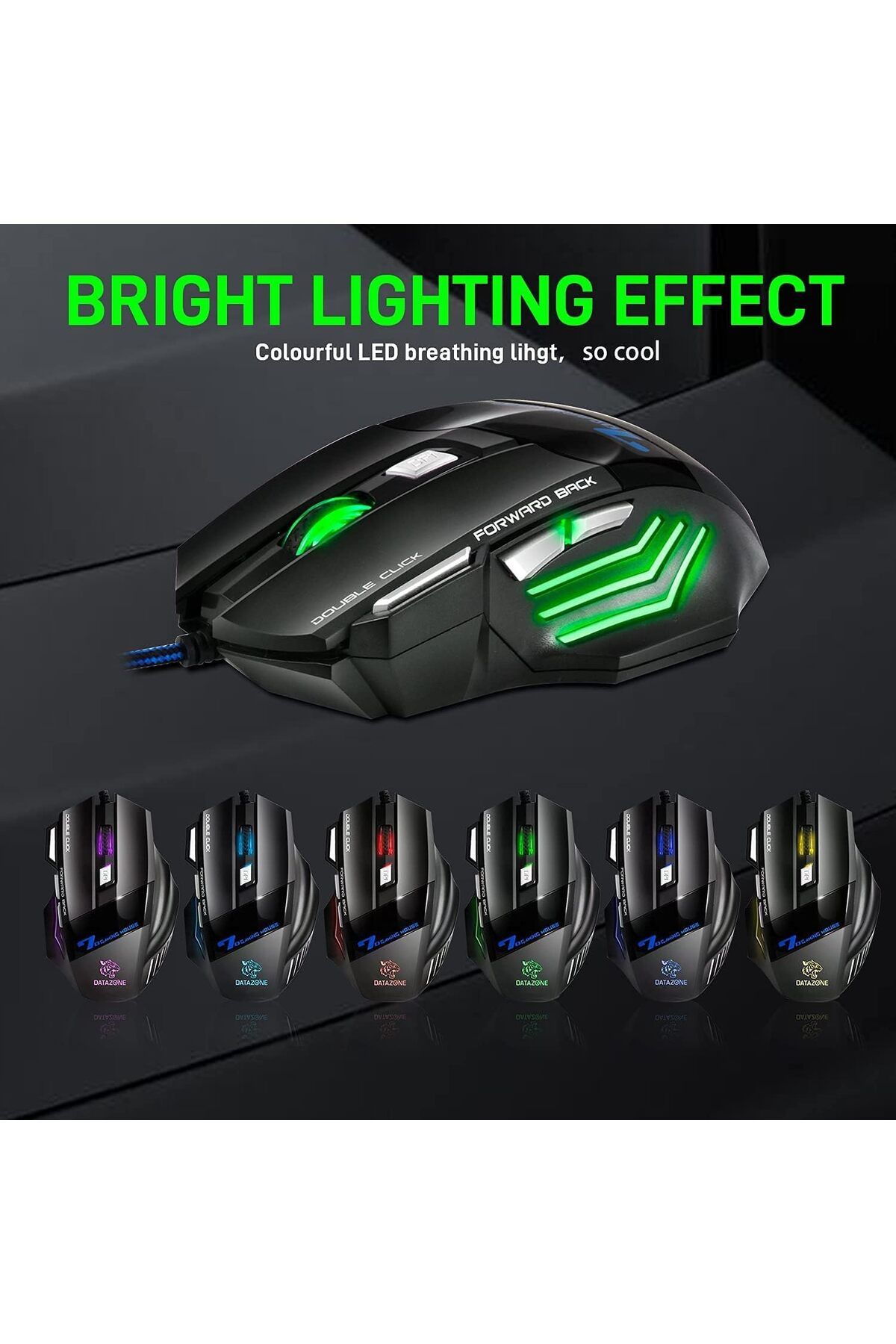 Datazone-Gaming Keyboard And Mouse Combo Backlit Arabic, Wired Usb Keyboard 104 Keys, 7 Buttons Gami 7