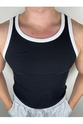 DUNGA Beyaz Askılı Siyah Fitilli Atlet