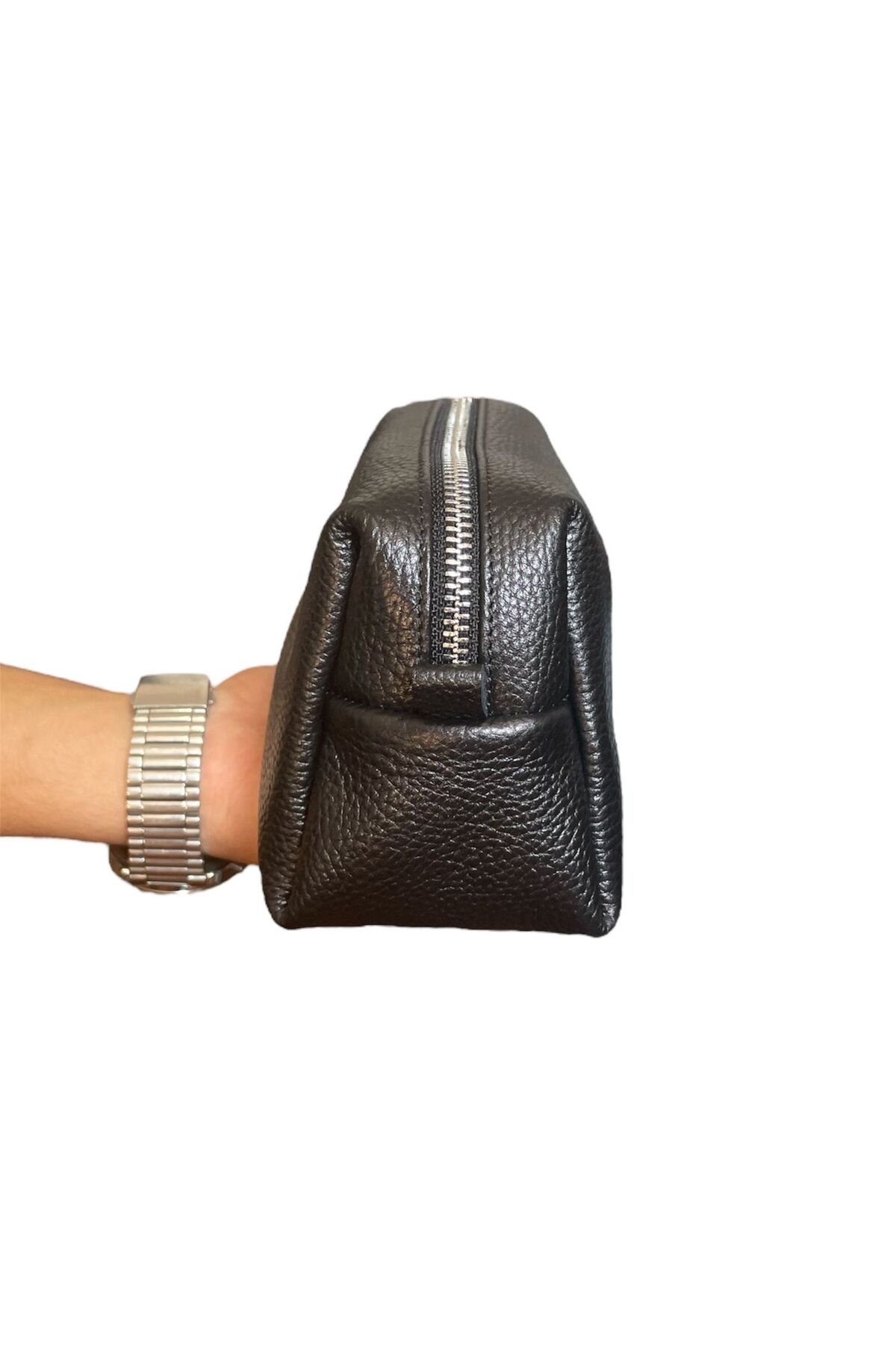 SANAT UNİSEX Hakiki Deri Portföy Clutch şık ve nazik Traş Kozmetik Bakım Ve Günlük El Çantası 19X9X10 görsel 4