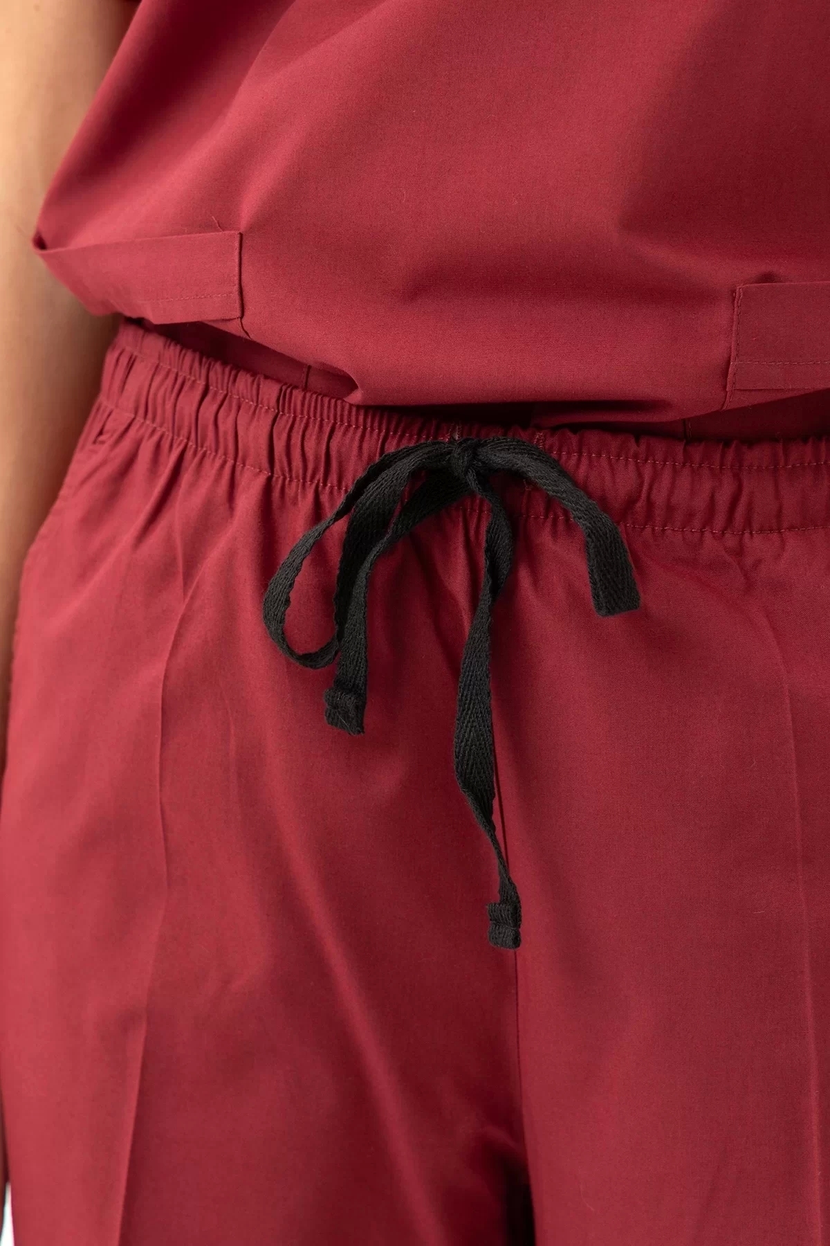Bordos Terycotton Pantolon Is Gvenligi Uniforma Santolina Lastikli Bağcıklı Rahat Kesim Nefes
