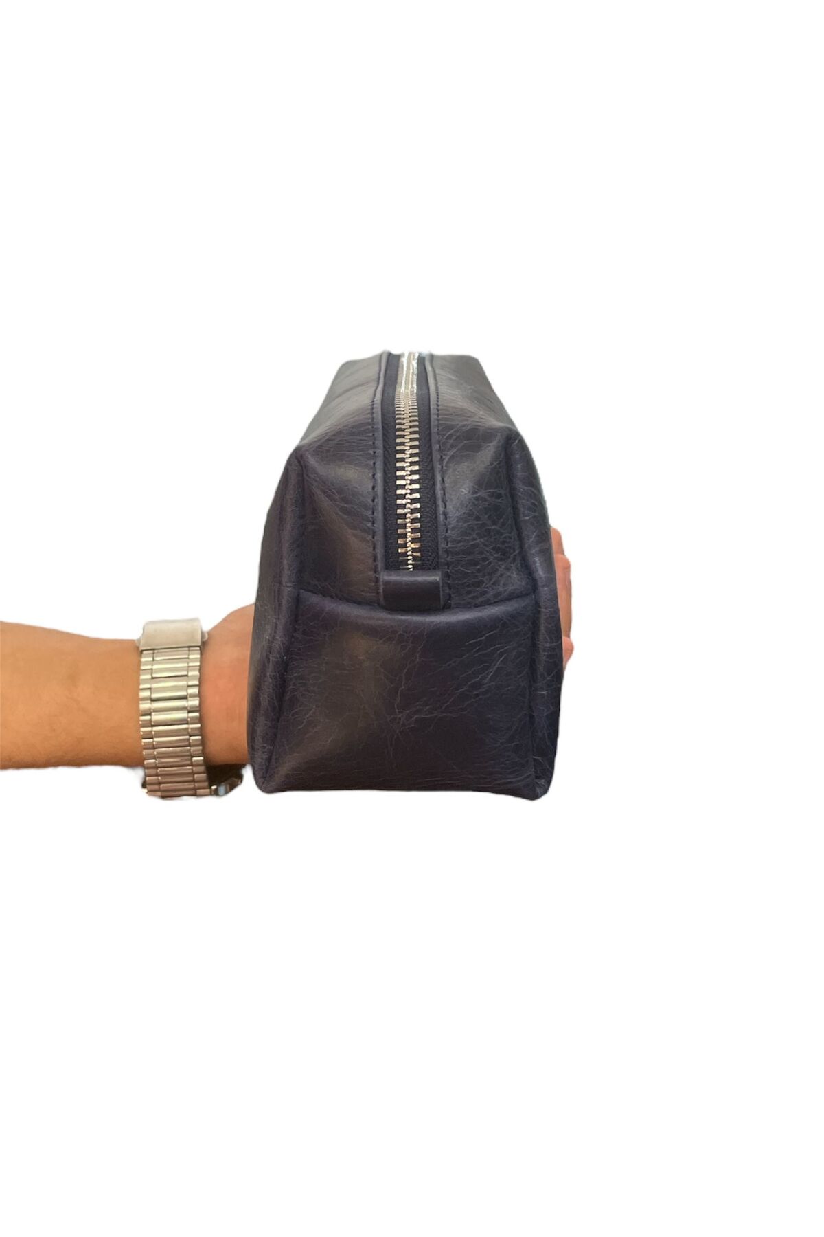 SANAT UNİSEX Hakiki Deri Portföy Clutch şık ve nazik Traş Kozmetik Bakım Ve Günlük El Çantası 19X9X10 görsel 4
