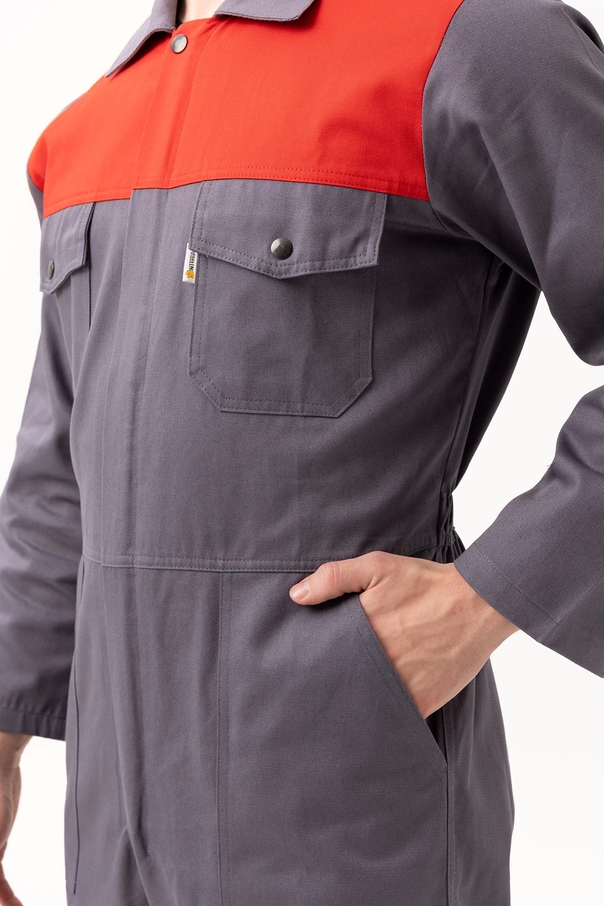 Pamuklu Gabardin Tulum LacivertKırmızı İş Güvenliği Carica Yazlık