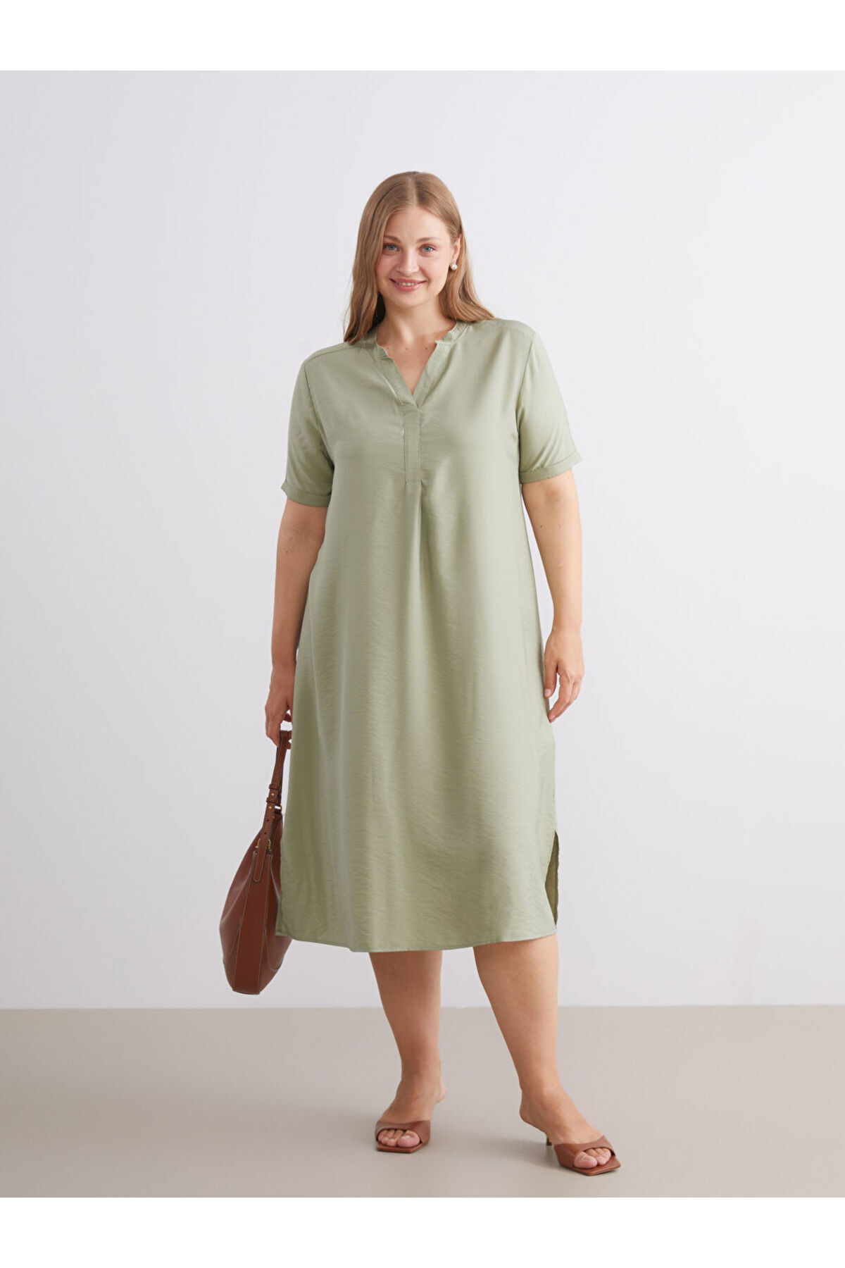 LC Waikiki-Sparkling Selections from Shining Store |   A-Line Dress with a Low Neckline 4