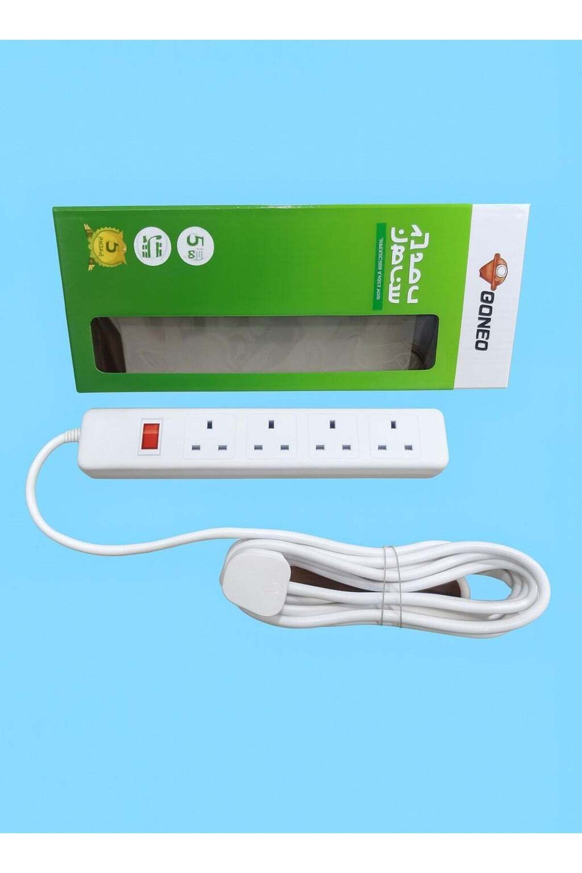 GONEO-4-Socket Power Strip with Control Button – 5m Cable, Overload Protection, UK Design (Model E 1