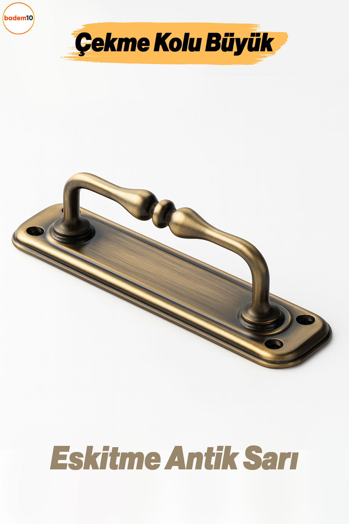 Badem10 Antik Sarı Büyük 14.5 cm Metal Kapı Çekme Kolu Tutamağı Kulp Kulpları Dolap Mobilya Dolap Çekmece