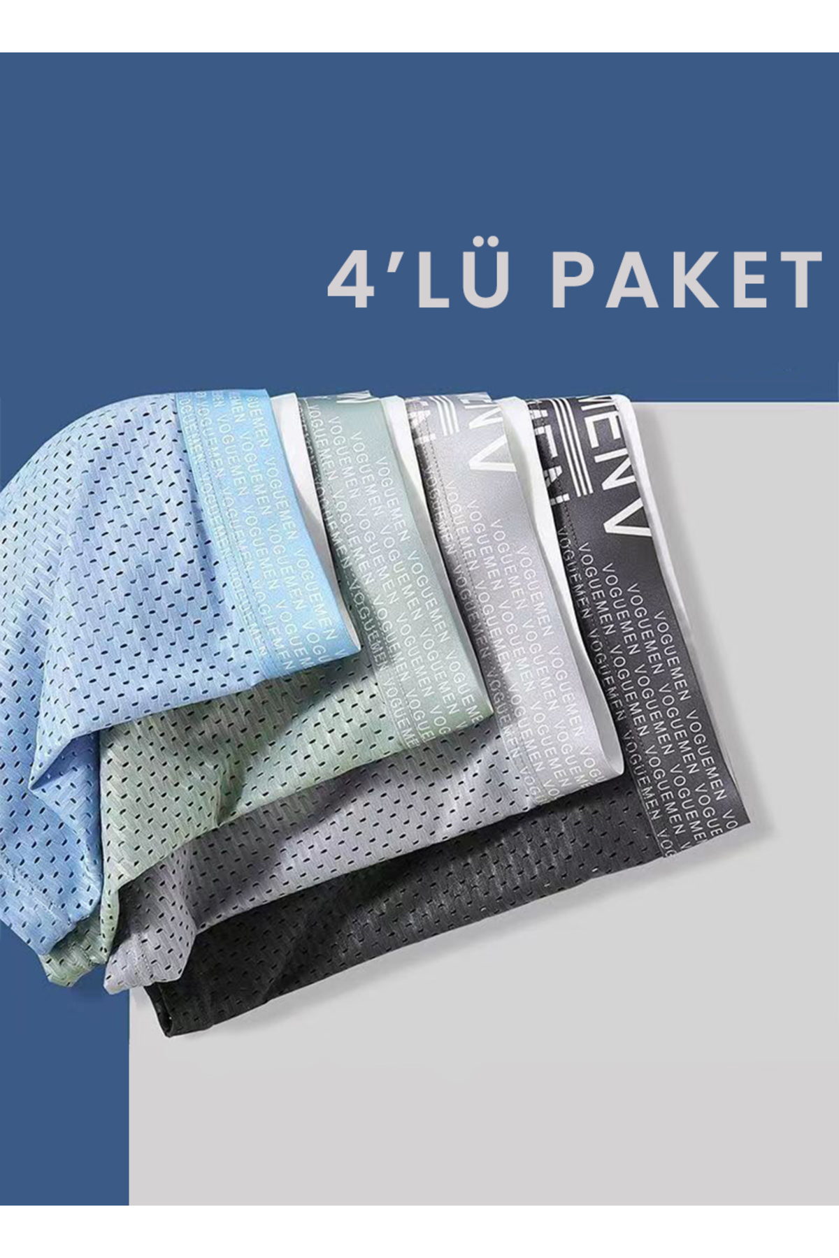 Beauty Collection  4'lü Nefes Alabilen Buz İpeği Boxer Terletmez Delikli Glad and Comfortable İç Çamaşırı - Görsel 3