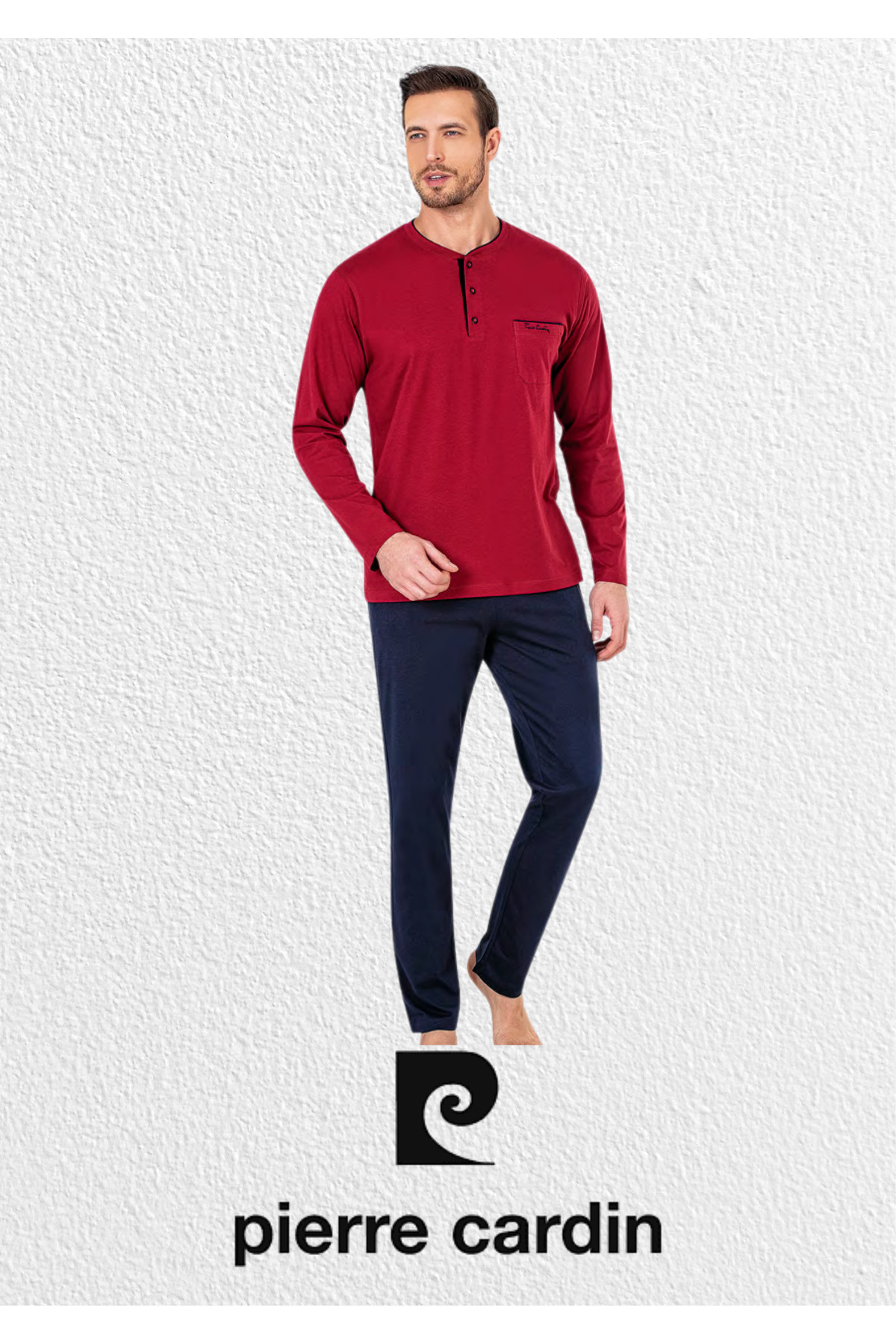 ست پیژامه و لباس خواب مردانه راسته فاق نرمال آستین بلند | پیر کاردین Pierre Cardin L1.PC.2000.291.ST02 - تصویر 6