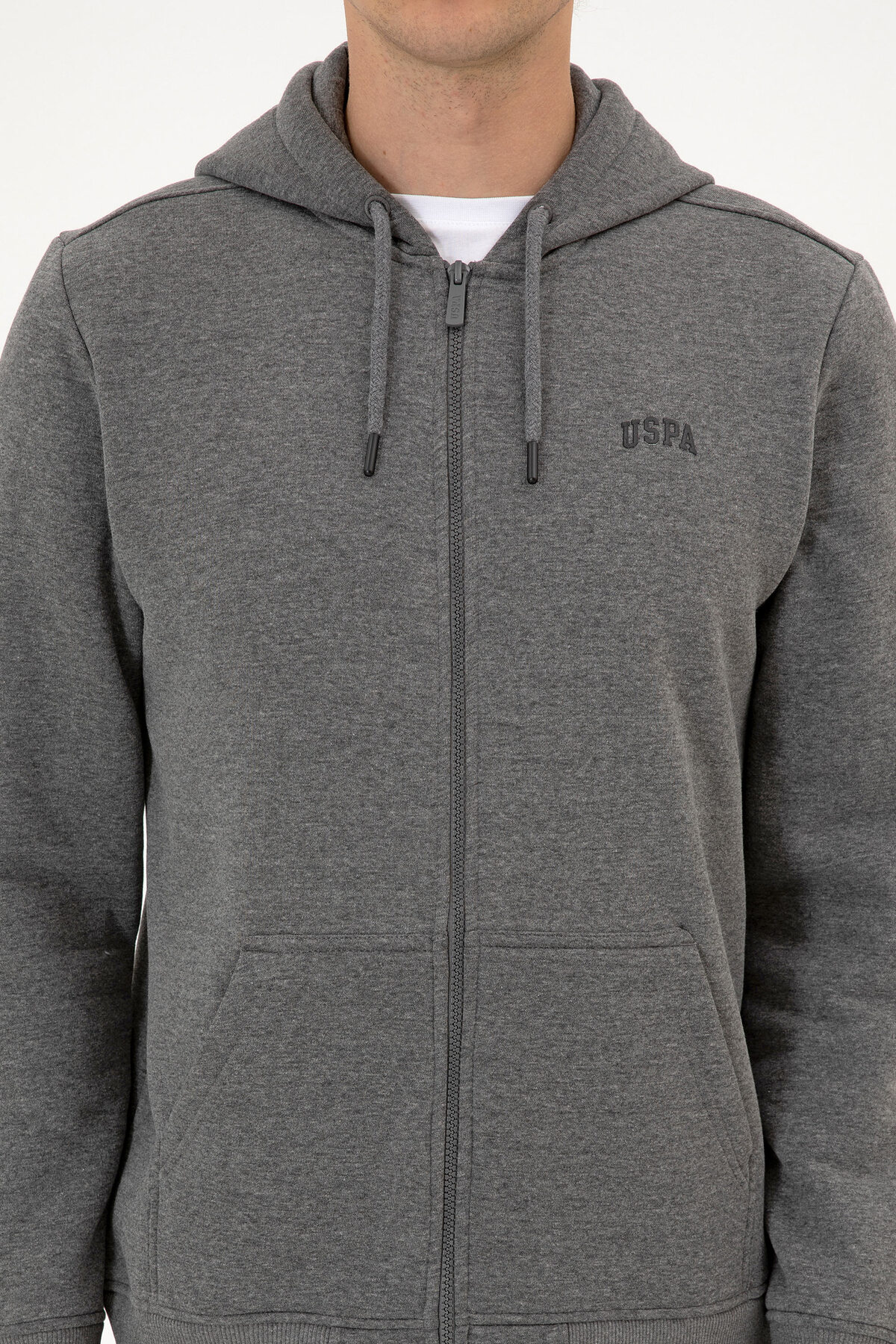 U.S. Polo Assn.  Erkek Regular Fit Antrasit Melanj Şardonlu Örme Hırka 50313755-VR081 - Görsel 6