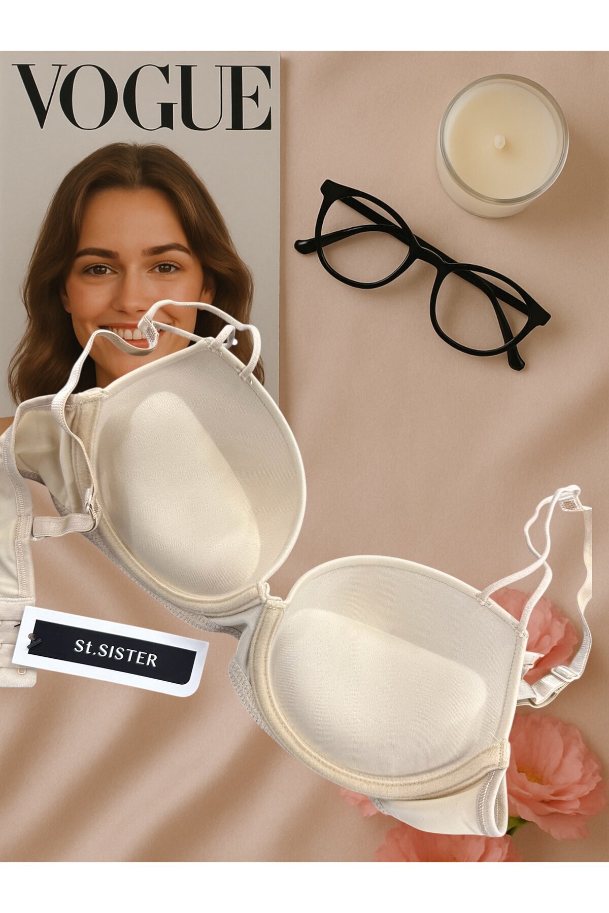 İntive Lingerie-Intive Double Strap Double Push-Up Basic Daily Use Underwire Bra 4