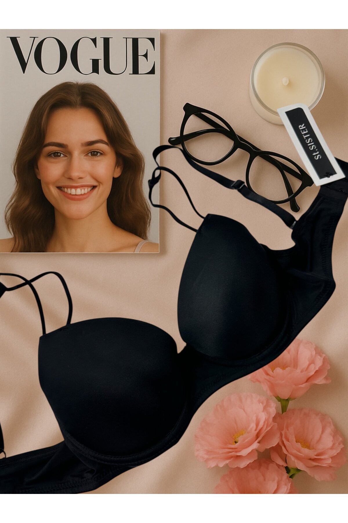 İntive Lingerie-Intive Double Strap Double Push-Up Basic Daily Use Underwire Bra 3