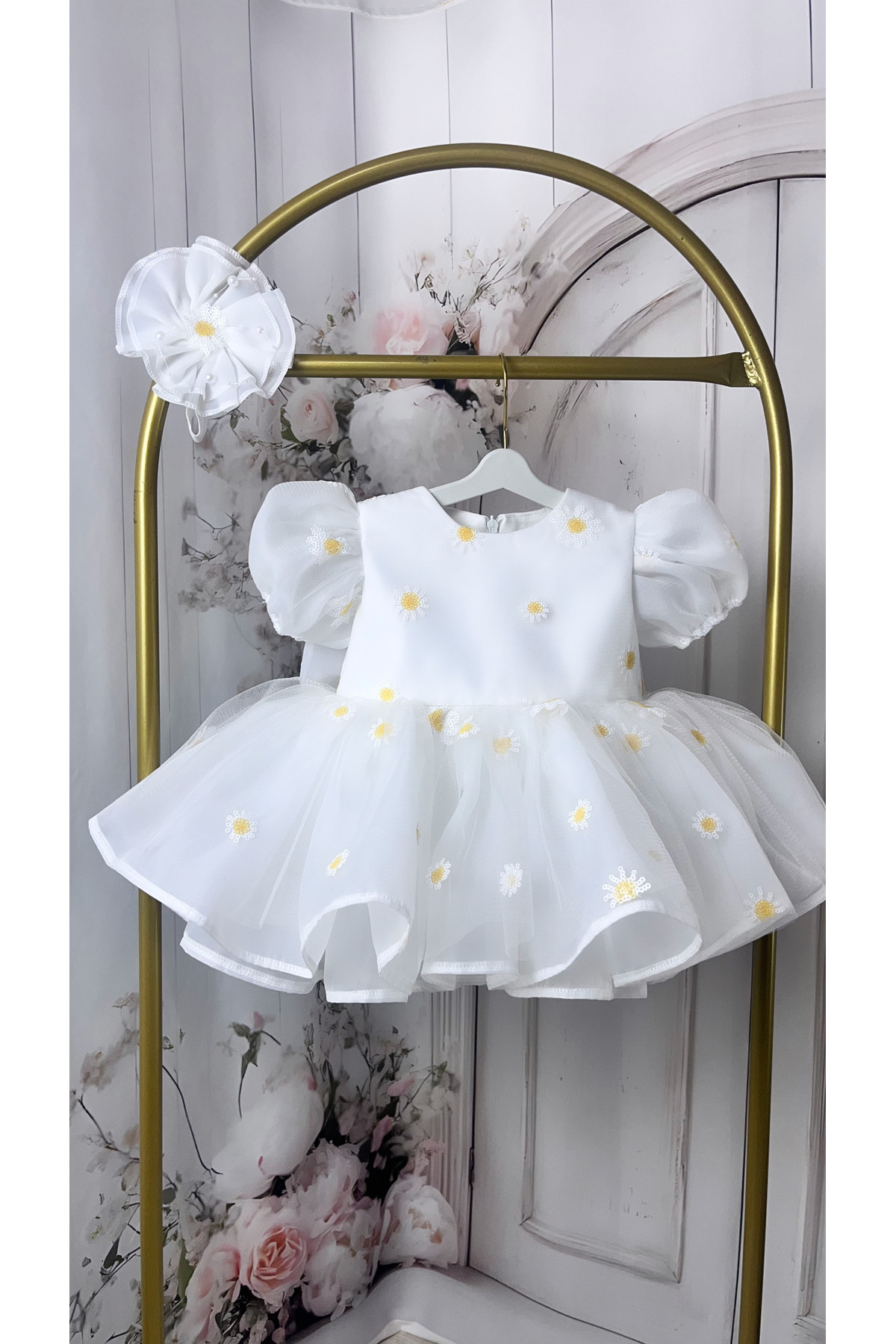 HOBİ Papatya İşlemeli Özel Tasarım Kız Çocuk Elbisesi - Özel gün elbisesi -Papatya konsept fotoğrafı 2 (önizleme)