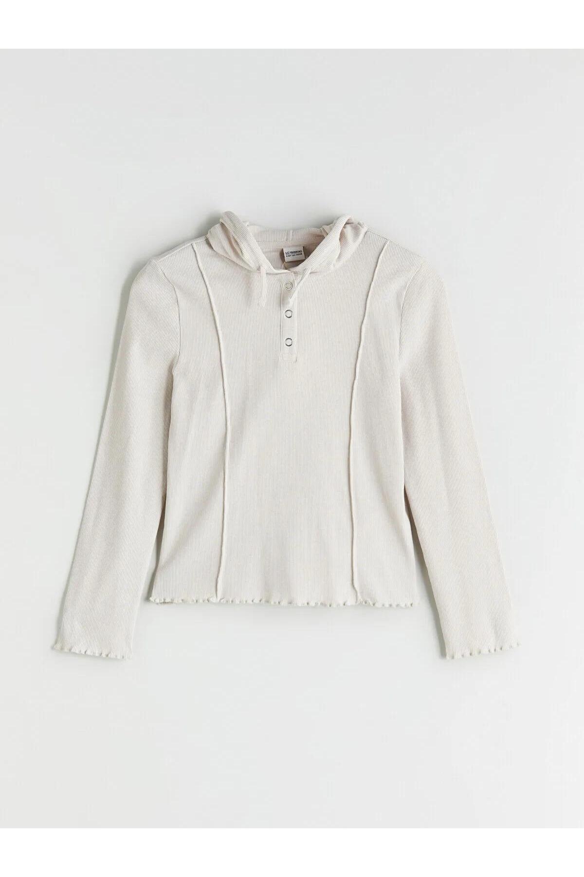 ال سی وایکیکی تی‌شرت دخترانه کلاه‌دار LCW مدل Basic (W5)