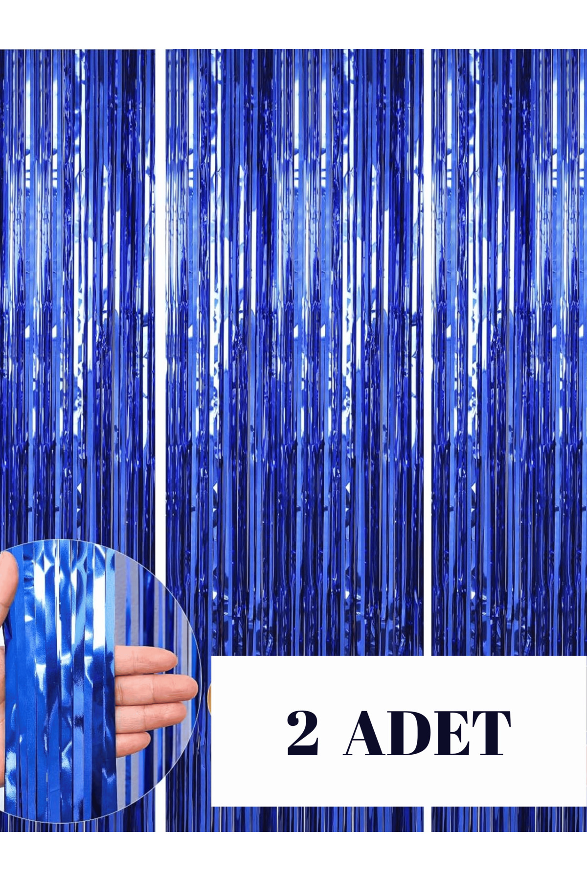 Bunloon Mavi Metalize Parti Perdesi 100x200 cm – 2 Adet Işıltılı Arka Plan Fon Süsü