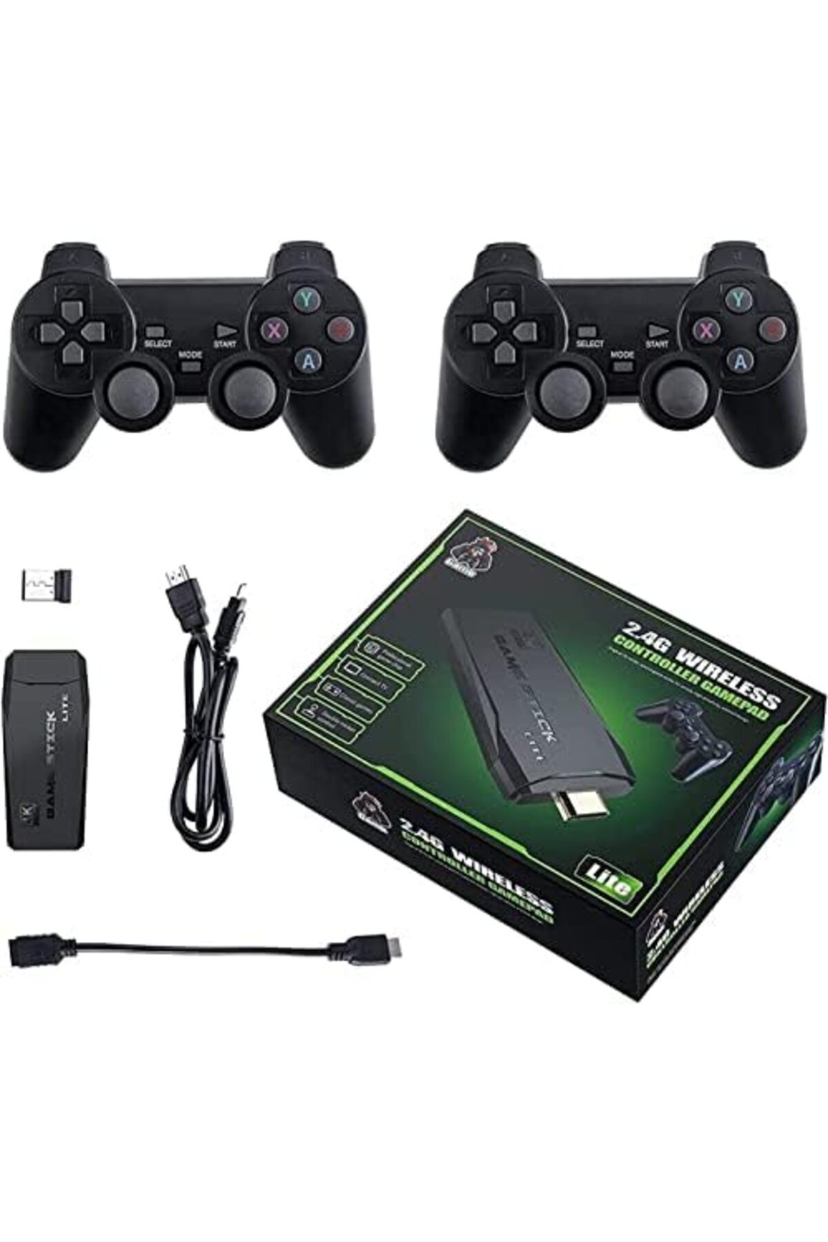 Generic-Classic M8 Game Stick 4K Game Console with Two 2.4G Wireless Gamepads Dual Players HDMI Output Built 1