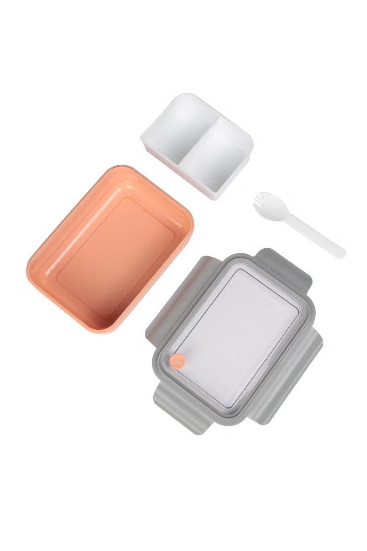 rexa-Lunch Box Rectangle with Removable Partition – Grey/White 2