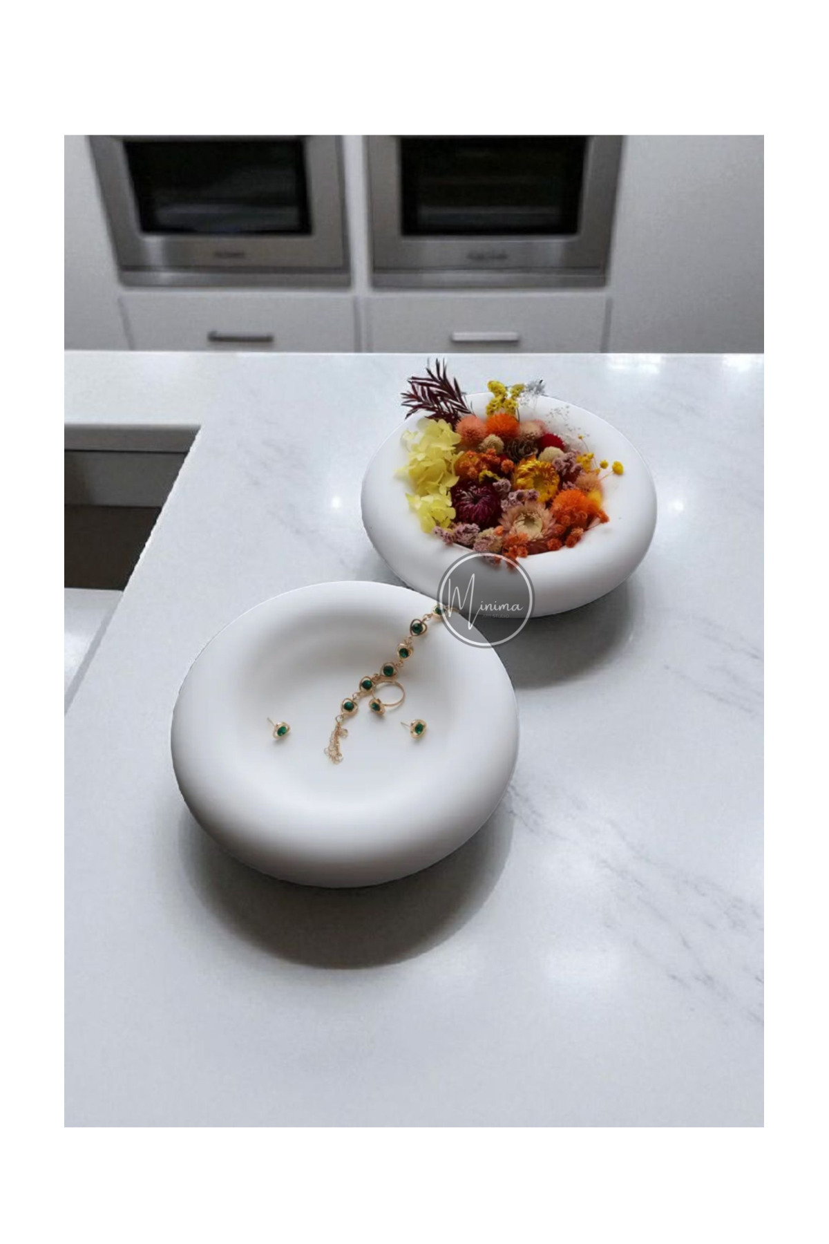 Minima Art Studio-Multi-Purpose Double Minimalist Decorative Set – 21 cm Round Plate Set 1