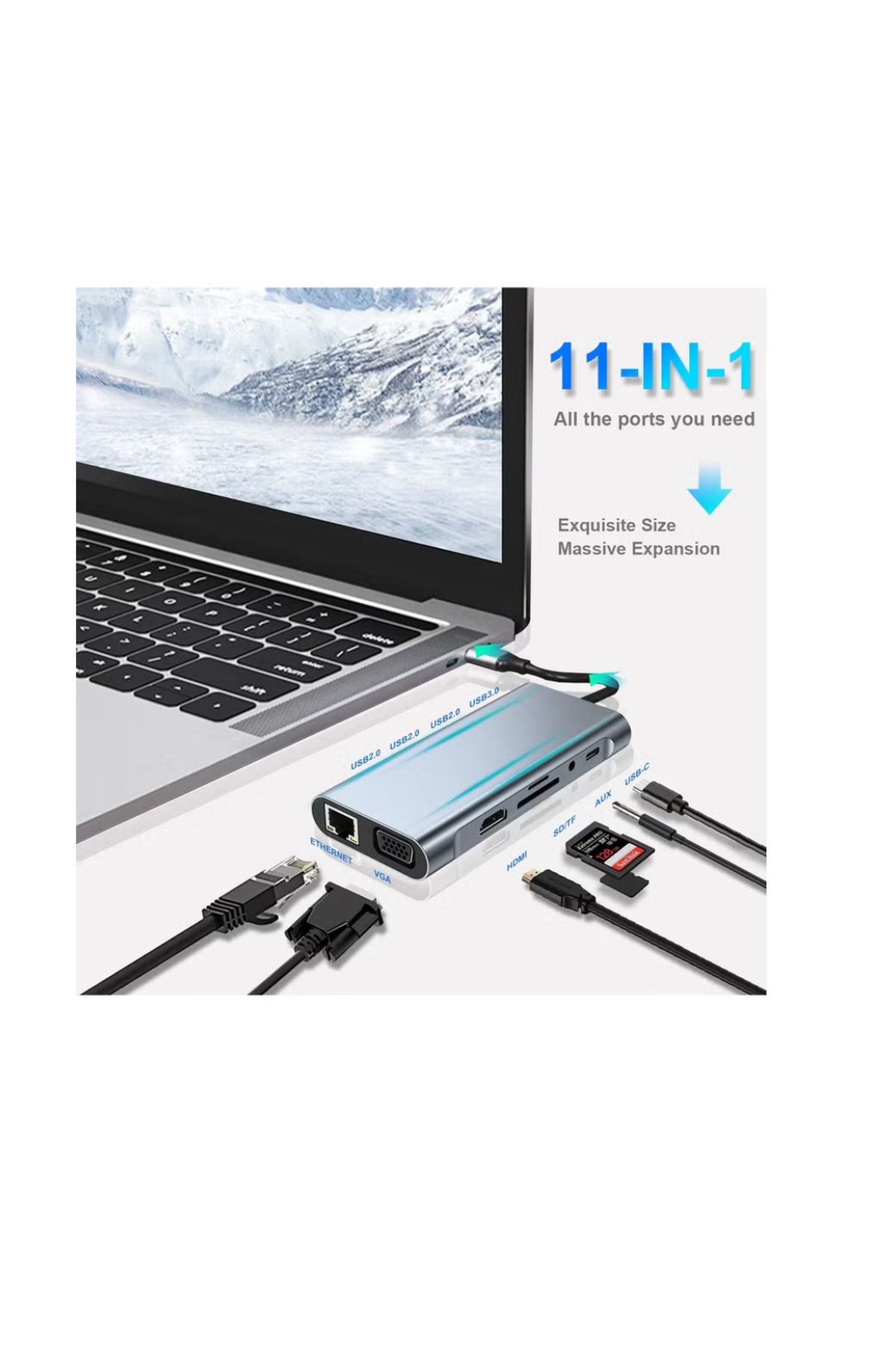 Generic-11-in-1 USB-C Hub with 4K HDMI, VGA, PD Charging, USB 3.0, Ethernet, SD/TF Card Reader 1