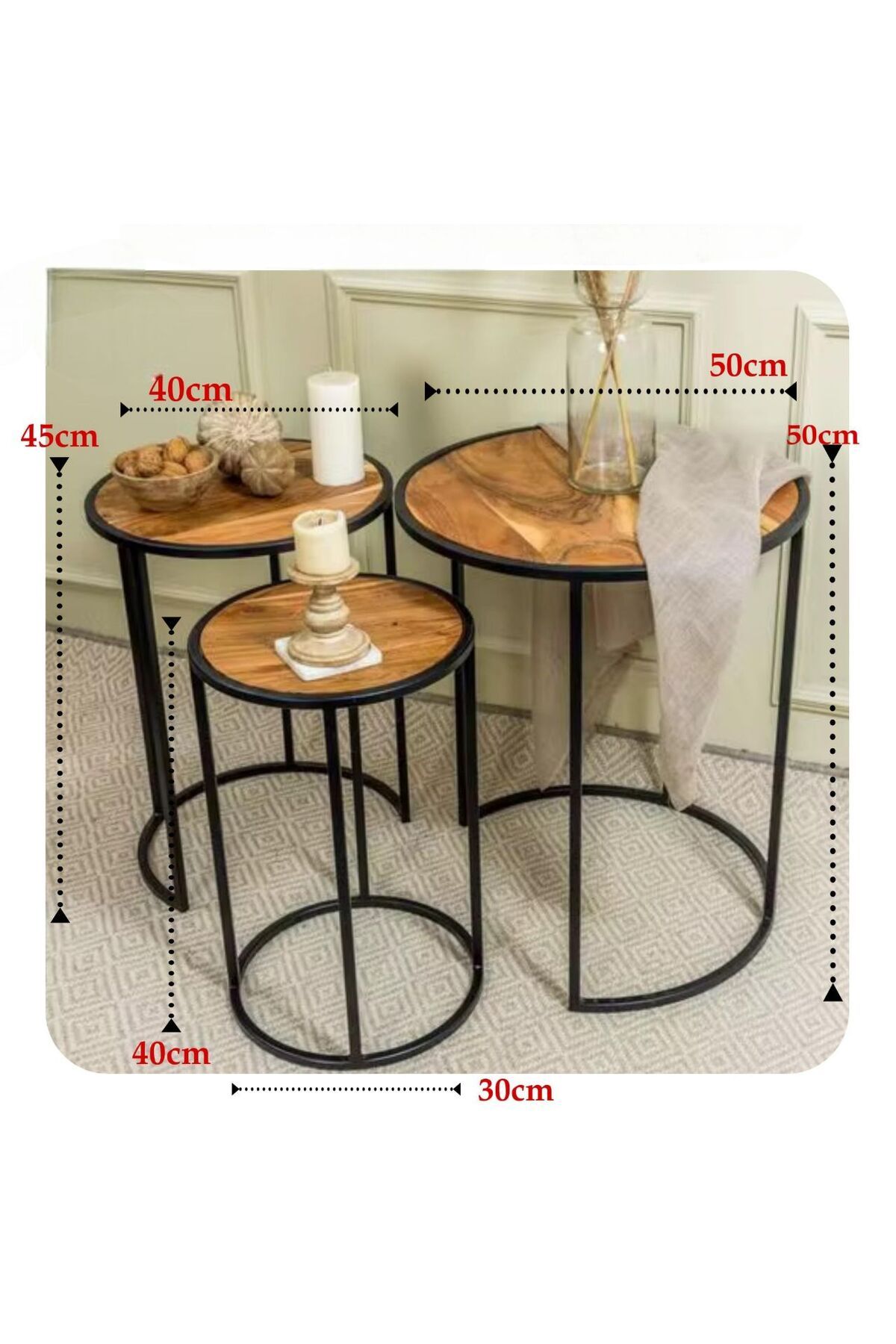 Kreslo-Set of 3 Nested Side Tables | Elegant and Modern Design 1