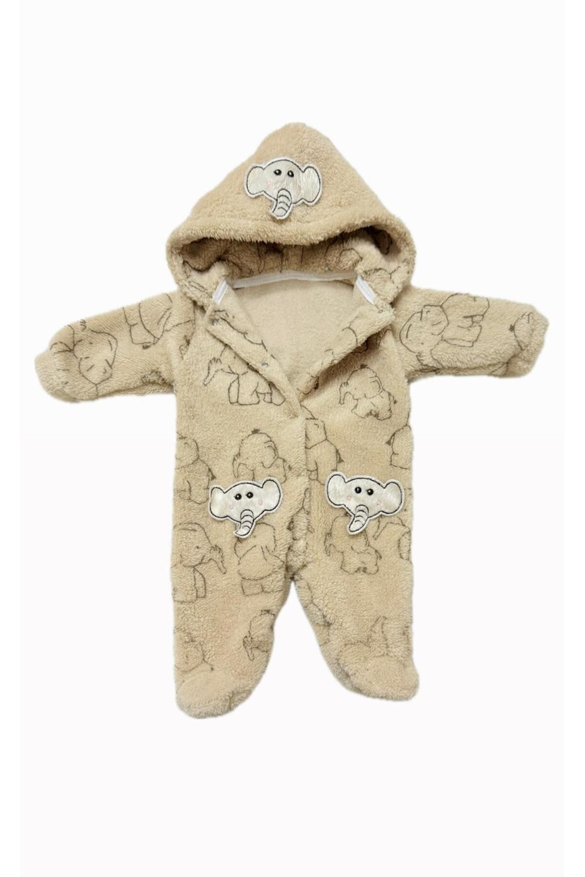 Lumos Trade Yenidoğan Unisex Bebek Sevimli Fil Içi Polarlı Welsoft Peluş Astronot Kapüşonlu Tulum fotoğrafı 3 (önizleme)