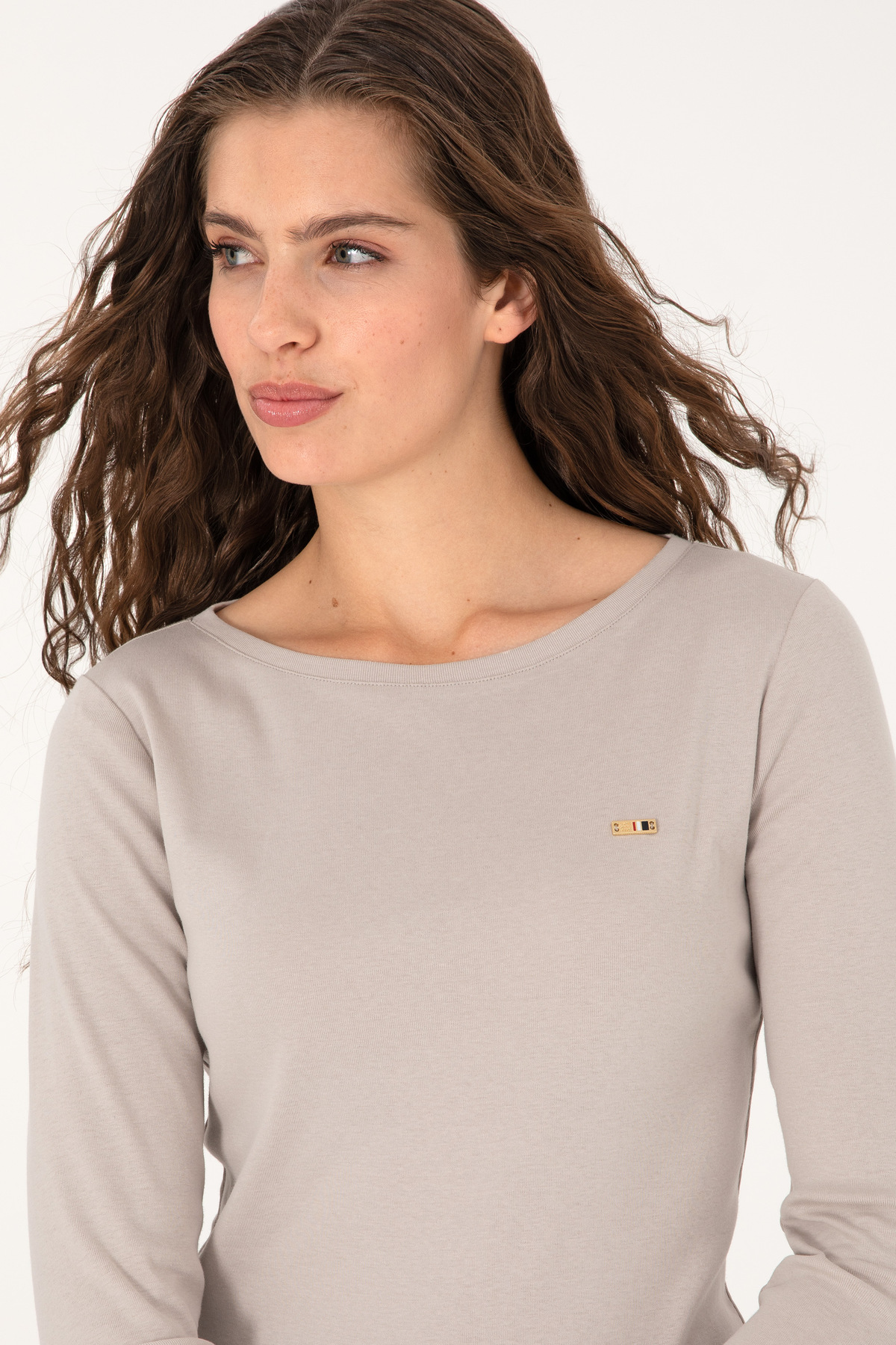 U.S. Polo Assn.  Kadın Taş Slim Bisiklet Yaka Basic Sweatshırt 50315419-VR049 - Görsel 2