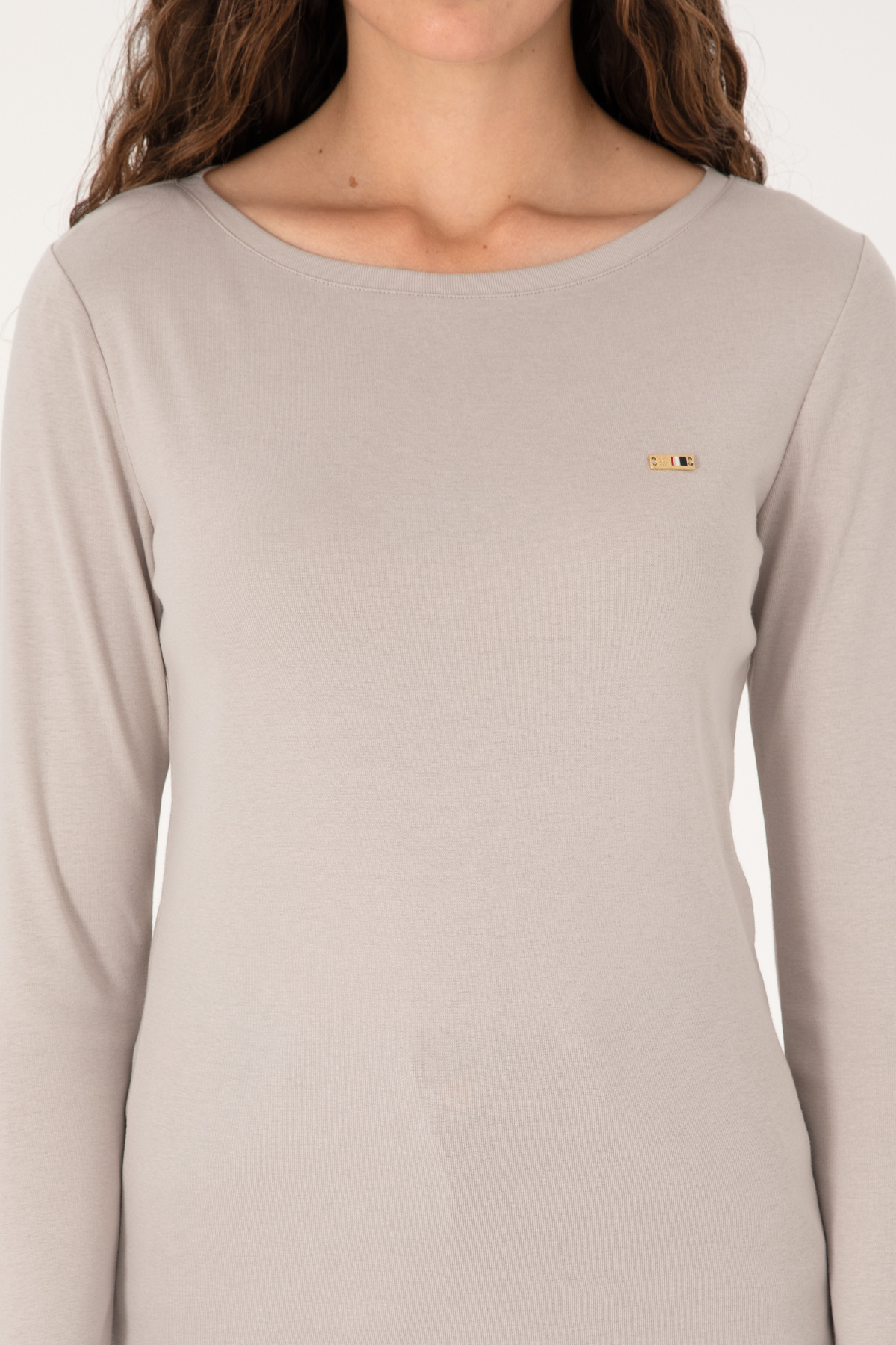 U.S. Polo Assn.  Kadın Taş Slim Bisiklet Yaka Basic Sweatshırt 50315419-VR049 - Görsel 6