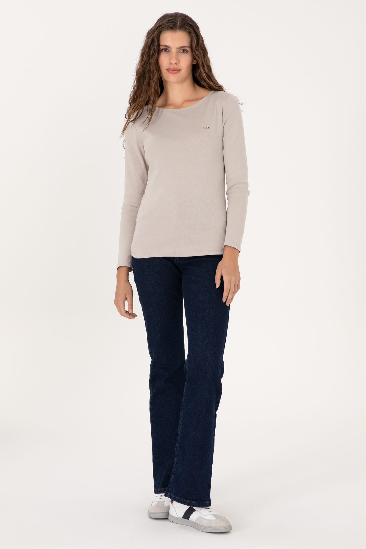 U.S. Polo Assn.  Kadın Taş Slim Bisiklet Yaka Basic Sweatshırt 50315419-VR049 - Görsel 4