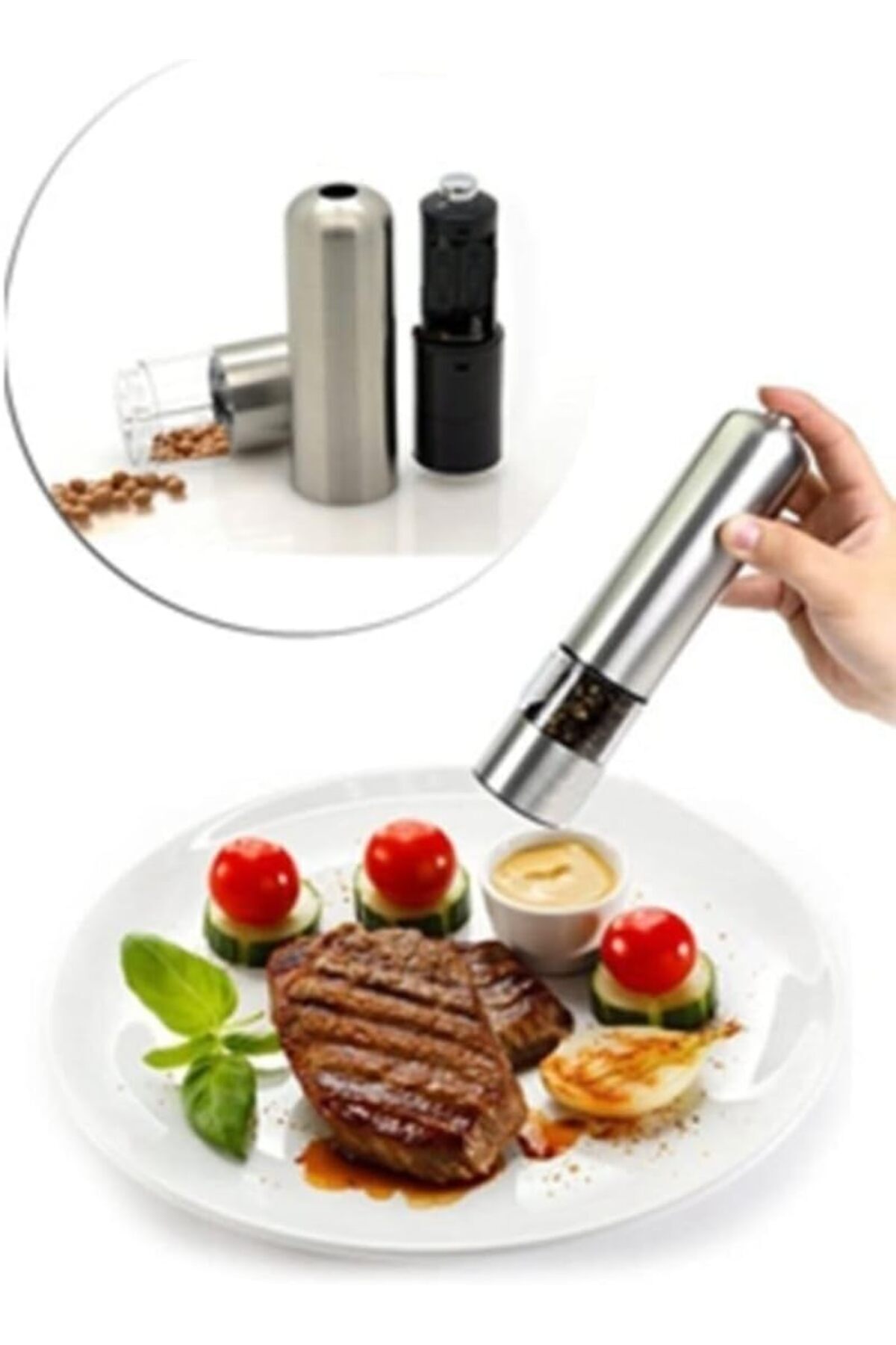 STOREMAX trendymr Gümüş Baharat Öğütücü Değirmen Pilli Işıklı Life 1171957