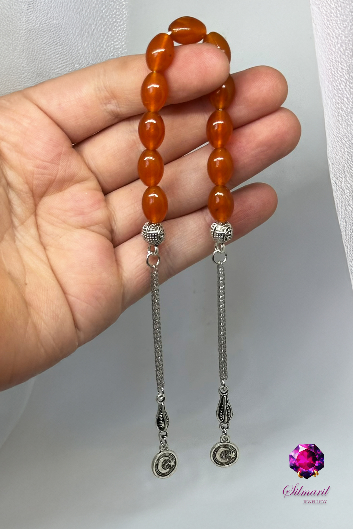 Şık Turuncu Kehribar Tesbih Seti – Tespih ve Zaza Set - Erkek Hediyelik — Silmaril Store (6)