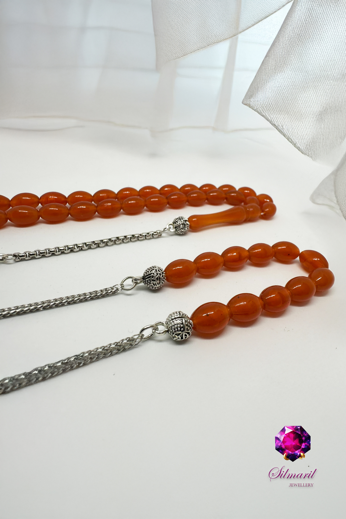 Şık Turuncu Kehribar Tesbih Seti – Tespih ve Zaza Set - Erkek Hediyelik — Silmaril Store (5)