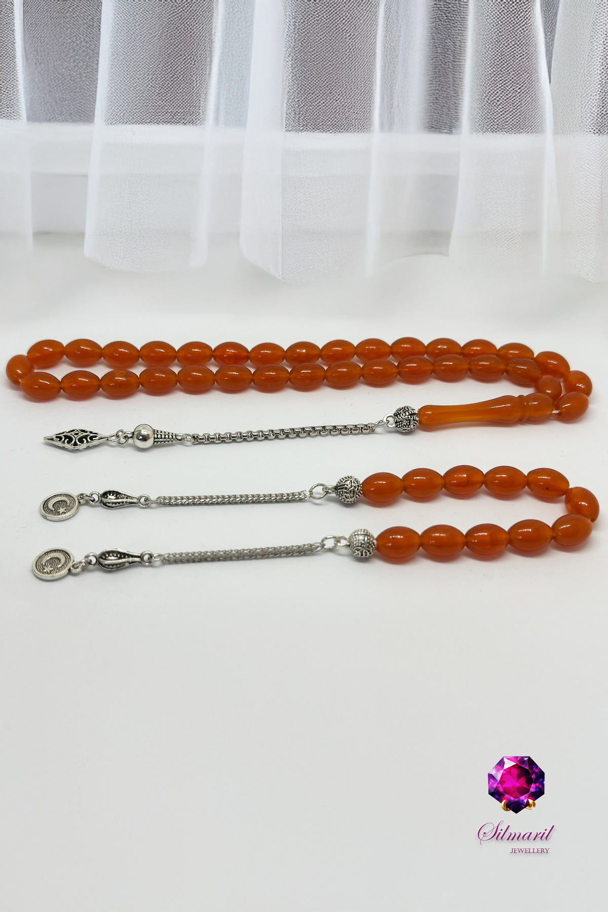 Şık Turuncu Kehribar Tesbih Seti – Tespih ve Zaza Set - Erkek Hediyelik — Silmaril Store (4)