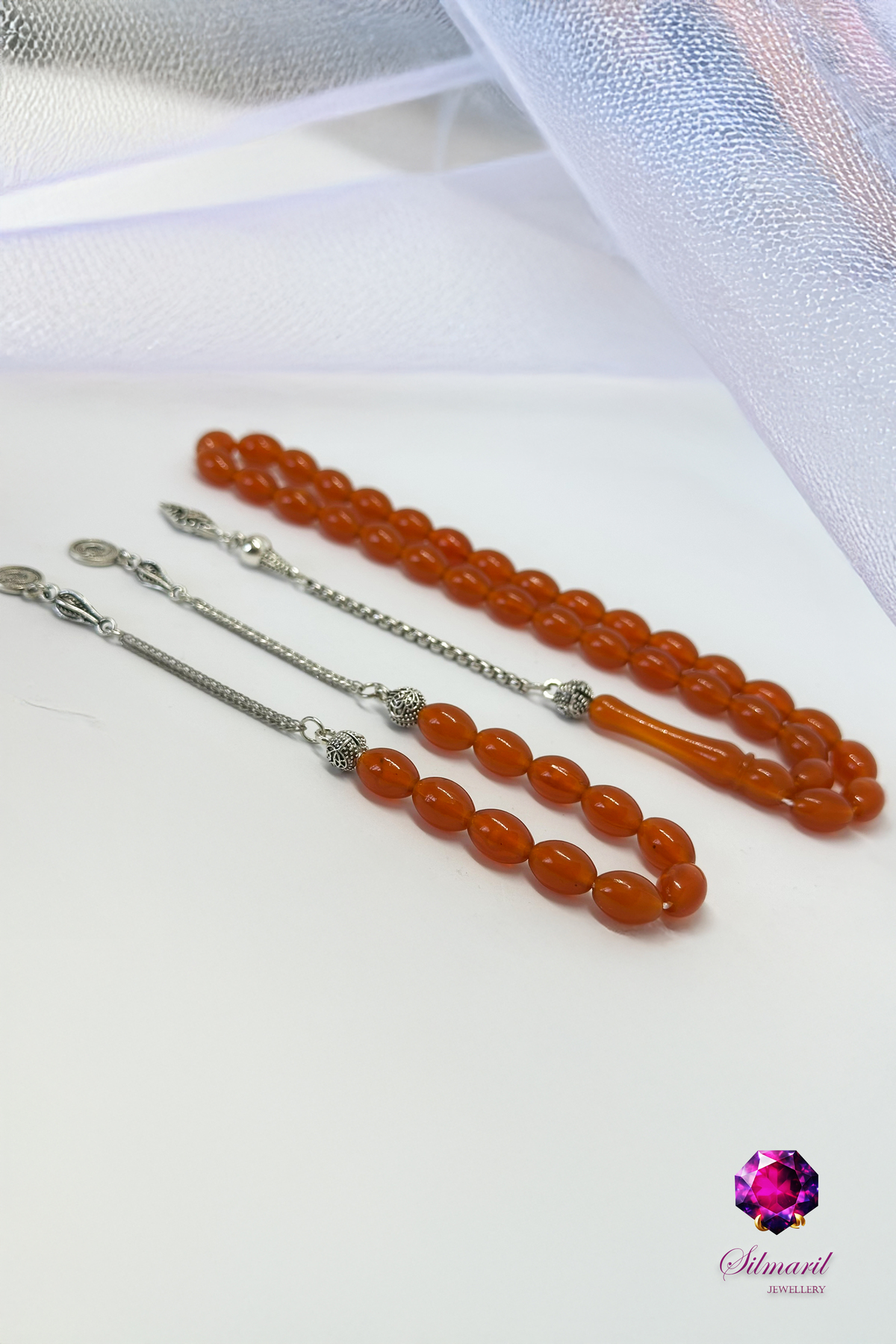 Şık Turuncu Kehribar Tesbih Seti – Tespih ve Zaza Set - Erkek Hediyelik — Silmaril Store (3)