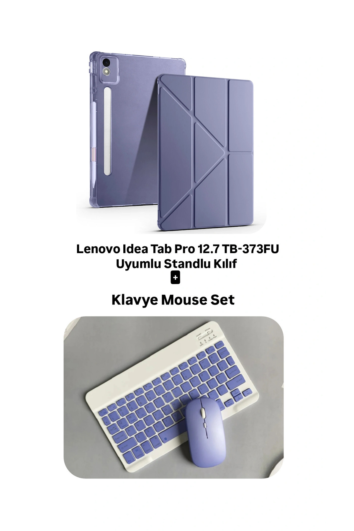 Lenovo Idea Tab Pro 12.7 TB-373FU Compatible Keyboard Mouse Set + Tablet Case with Stand