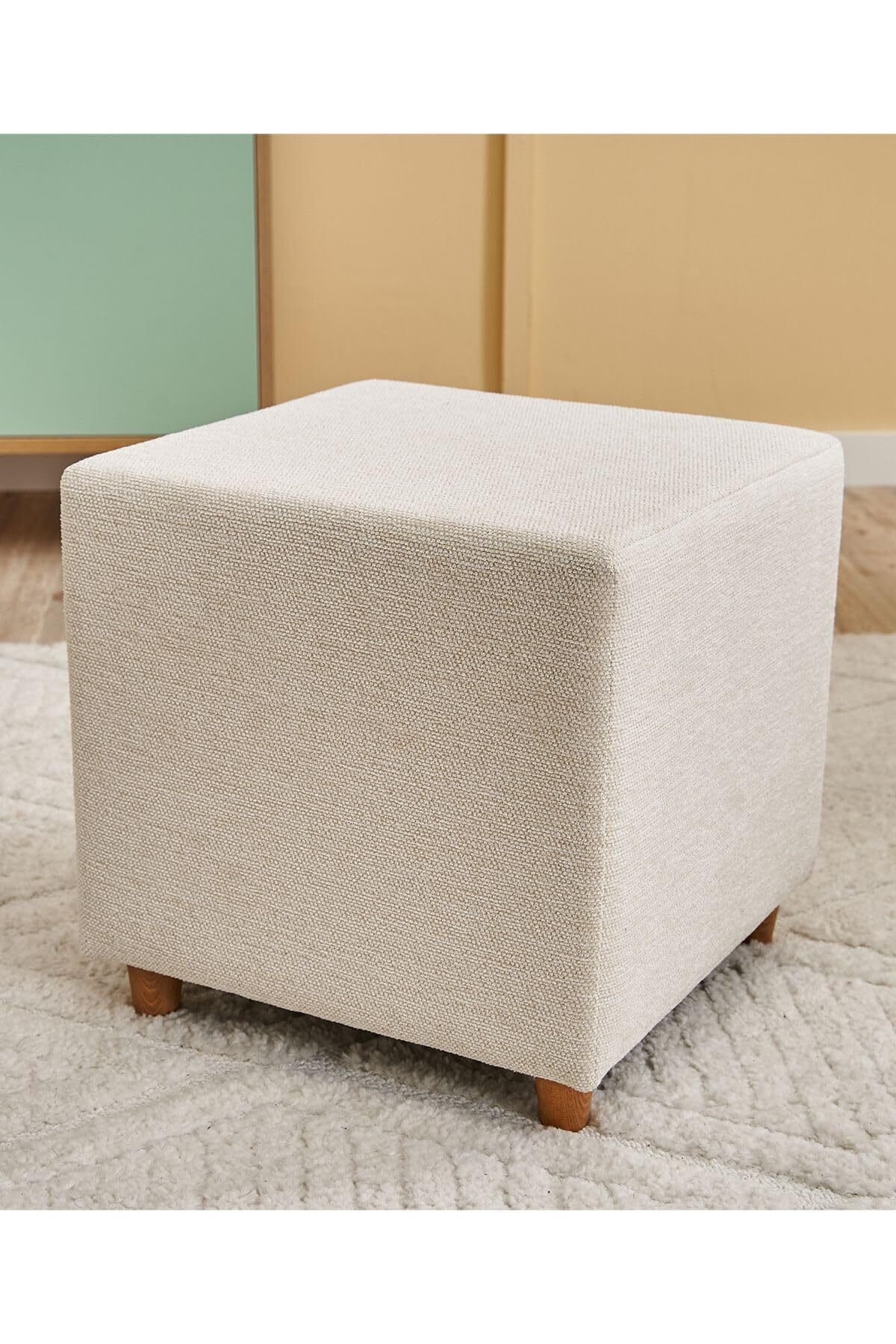 STOREMAX Ranma Ahşap Ayaklı Puf - Krem 1191881