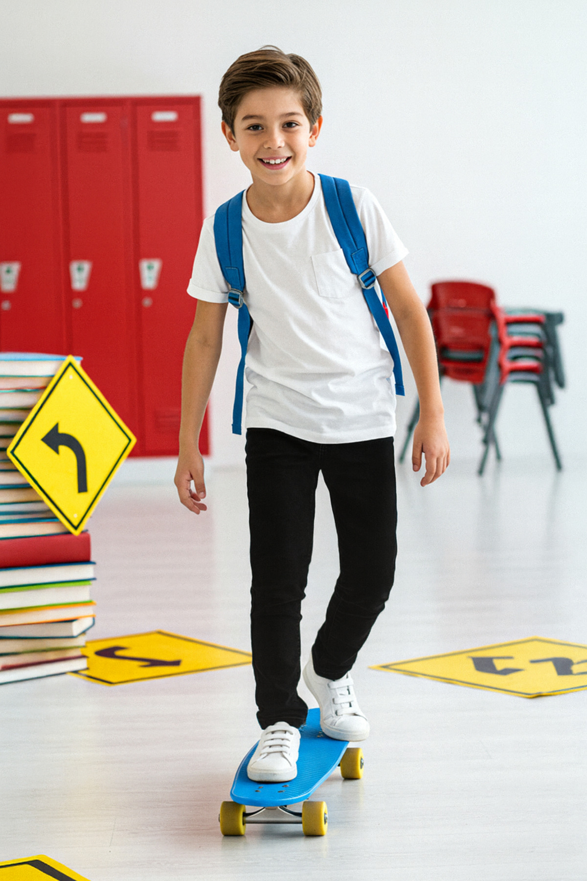 Trendyolmilla Kids Siyah 100% Pamuk Beli Lastikli Düz/Basic Dokuma Erkek Çocuk Okul Pantolonu TKDAW26PL00002