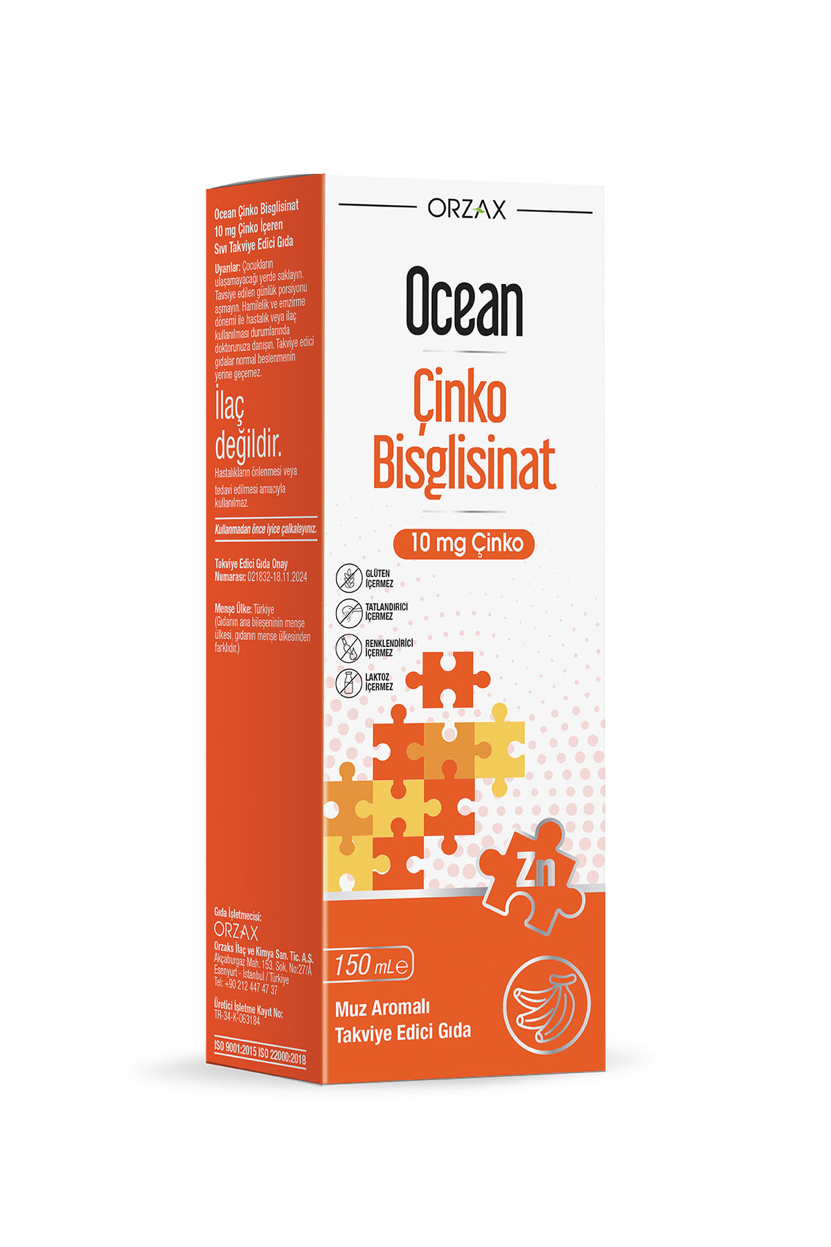 Ocean Çinko Bisglisinat 150 ml Muz Aromalı