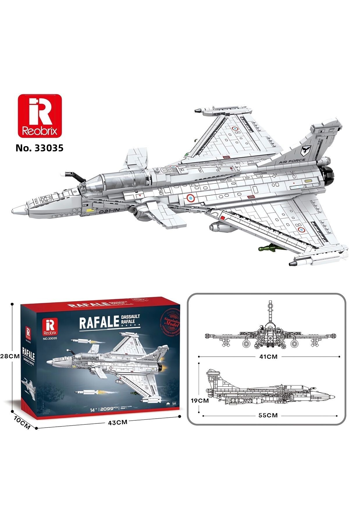 مجموعه ساختوساز بلوک فنی هواپیمای جنگنده رافال (۲۰۹۹ قطعه)