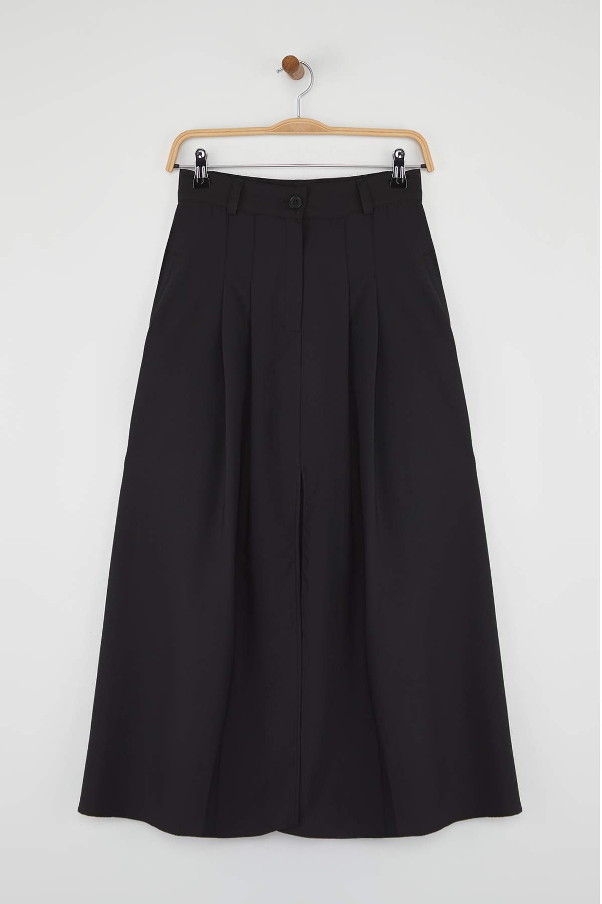 Trendyolmilla  Siyah A-line Paraşüt Kumaş Yırtmaçlı Uzun Etek TWOAW26ET00042 - Görsel 6