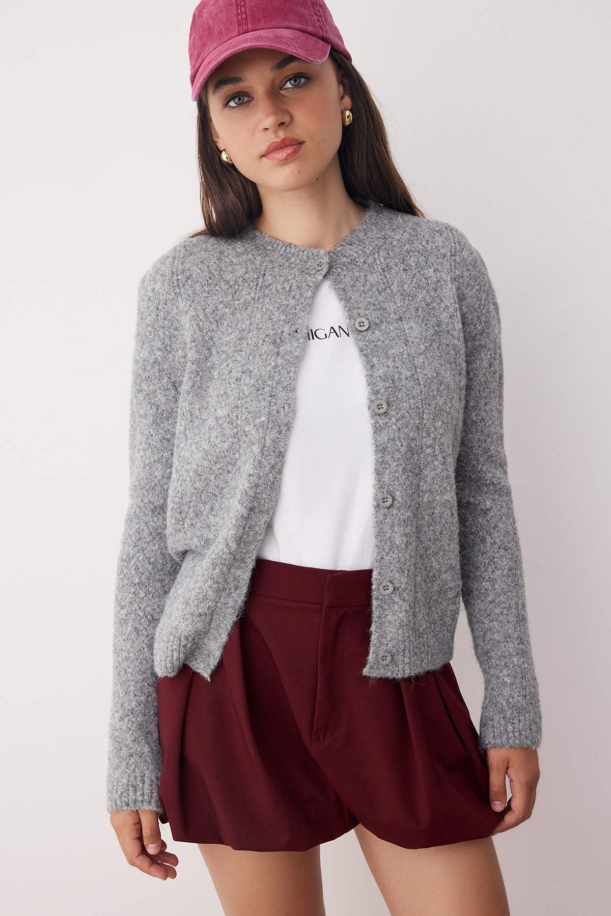 Trendyolmilla  Koyu Gri Örgü Detaylı Yumuşak Dokulu Triko Hırka TWOAW26HI00018