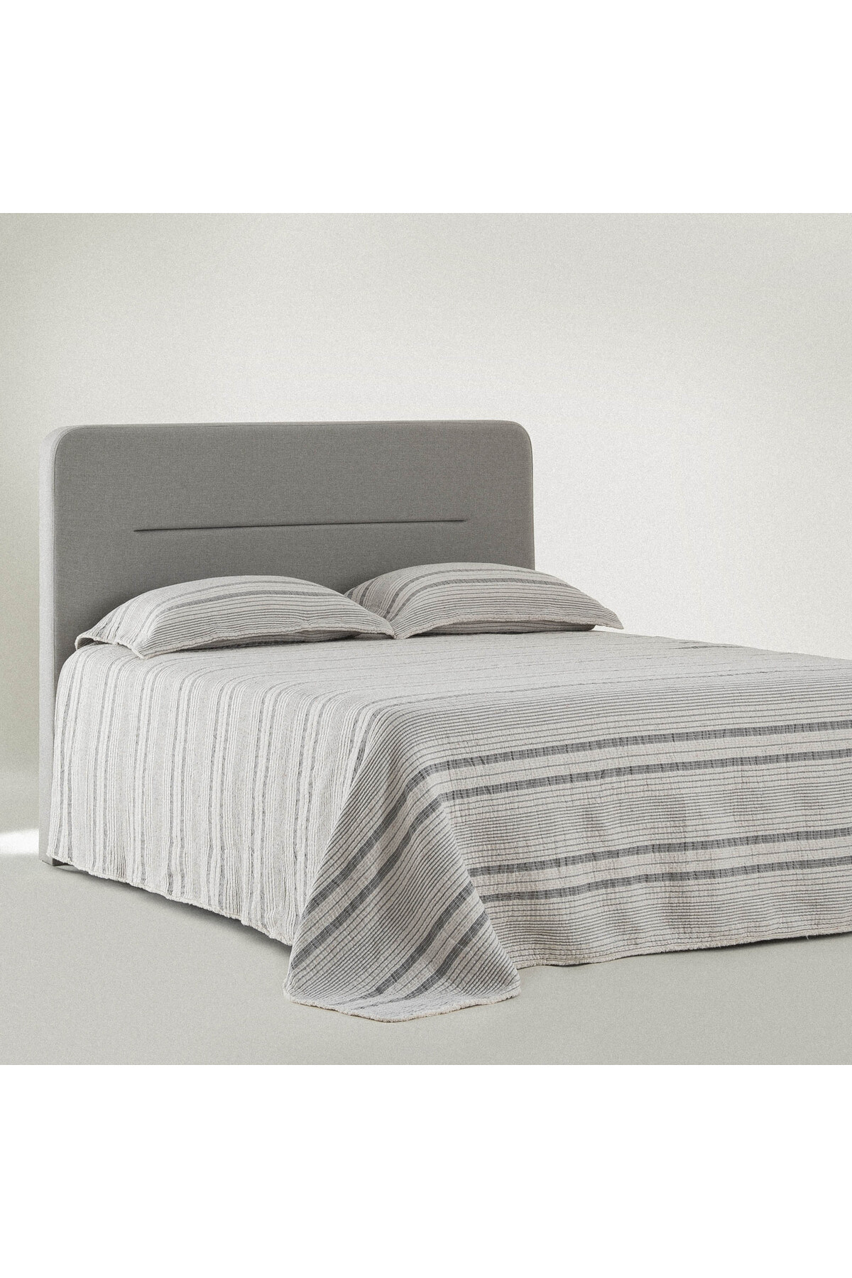 Hivda Double Bedspread 100% Organic Cotton Muslin Filled Gray 240X260 CM