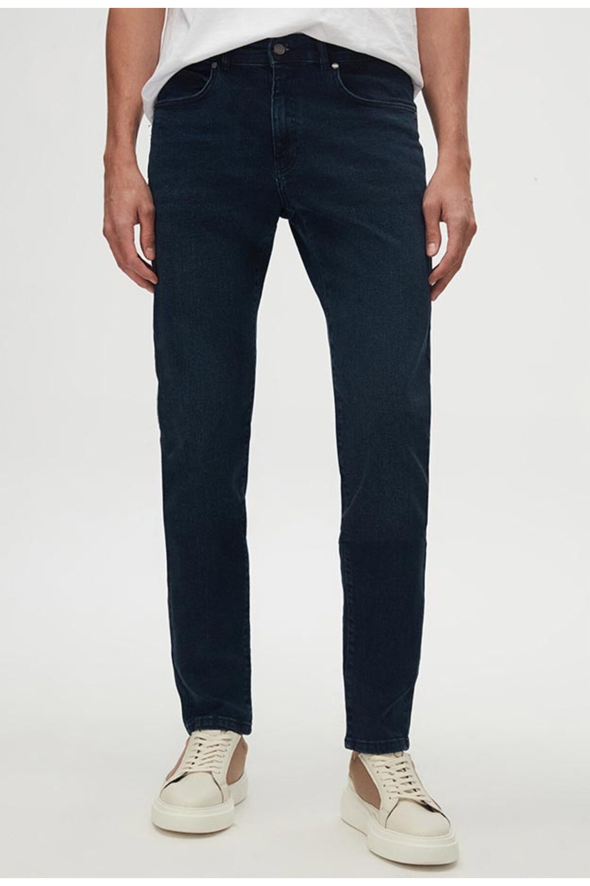 Ds Damat Slim Fit Lacivert Düz Jean Kot Beş Cepli Likralı Yıkamalı Denim Pantolon