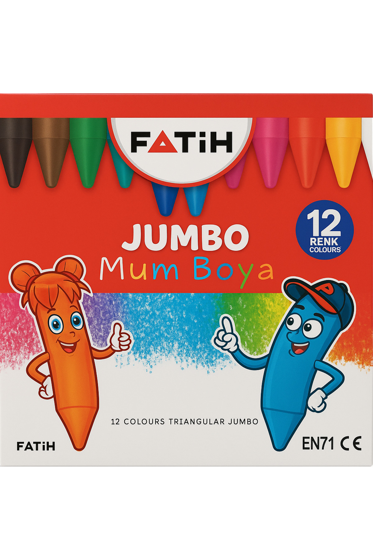 Fatih Wax Crayon 12 Renk Jumbo Mum boya