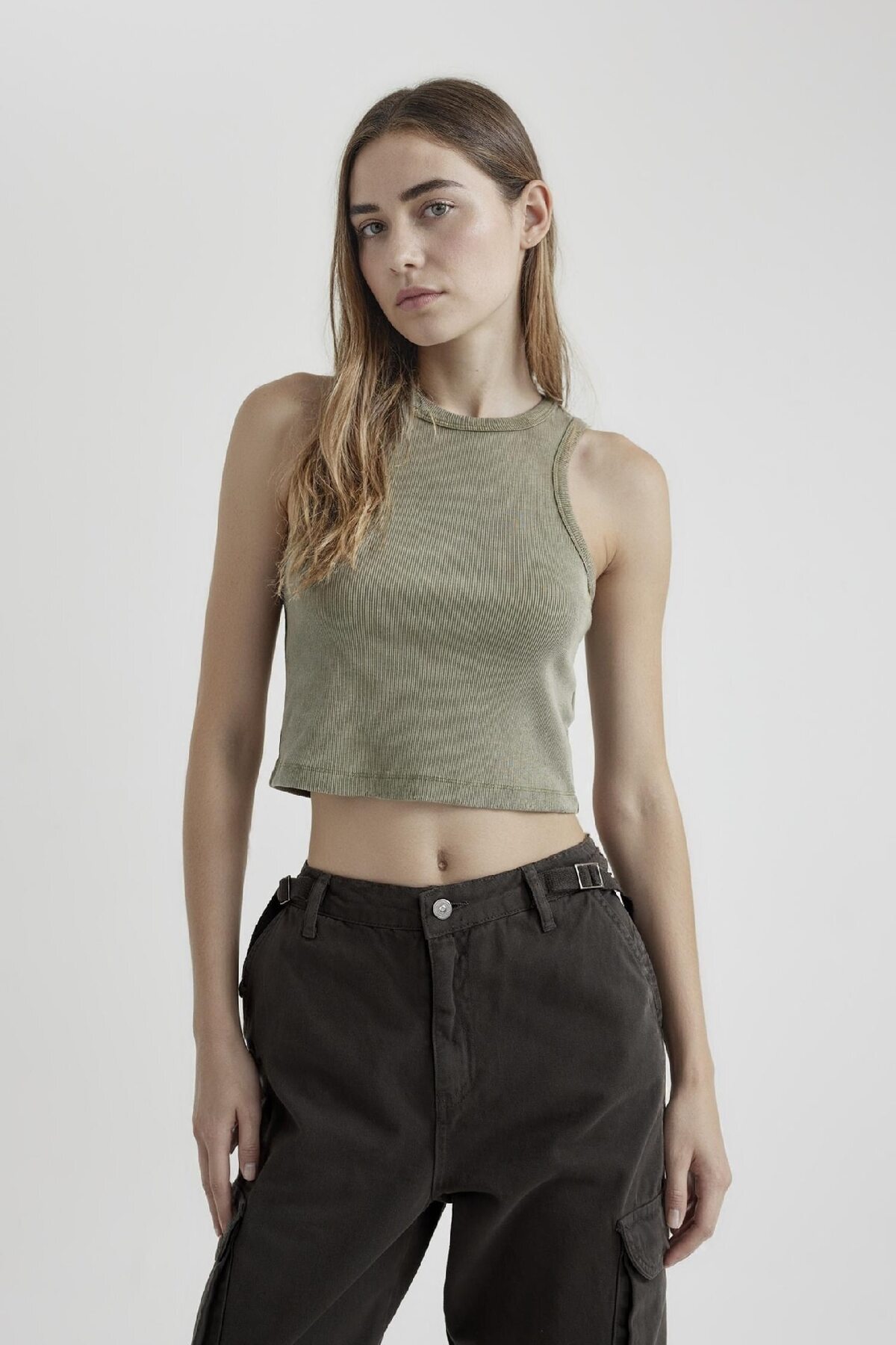 DeFacto-Coool Fitted Ribbed Camisole Washable Pale Effect Athlete C2128AX24SP 6