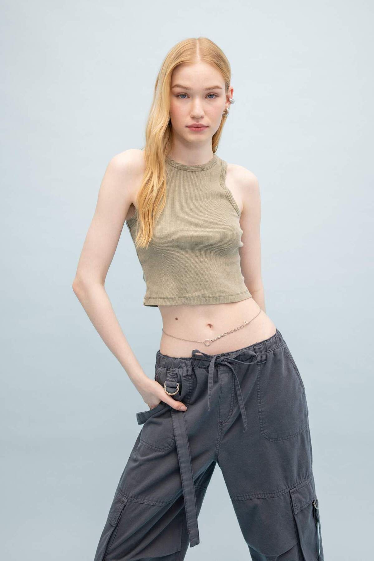 DeFacto-Coool Fitted Ribbed Camisole Washable Pale Effect Athlete C2128AX24SP 3