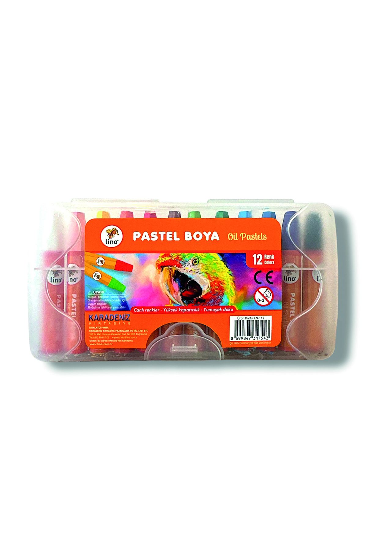 Lino YAĞLI PASTEL BOYA 12'Lİ PREMİUM KALİTE PLASTİK KUTU