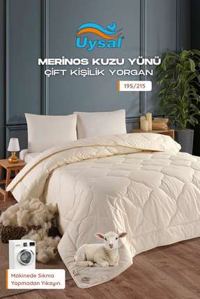 UYSAL ÇİFT KİŞİLİK MERİNOS KUZU YÜN YORGAN 195x215