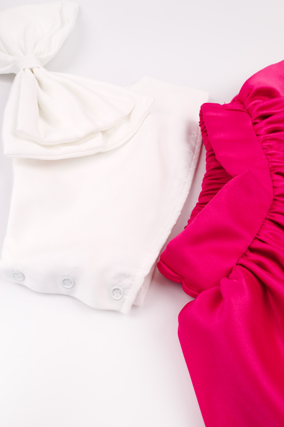 Le Mabelle-Fuchsia One-Shoulder Bow Detailed Skirt Crop Girl's Double Set - Luisa 4