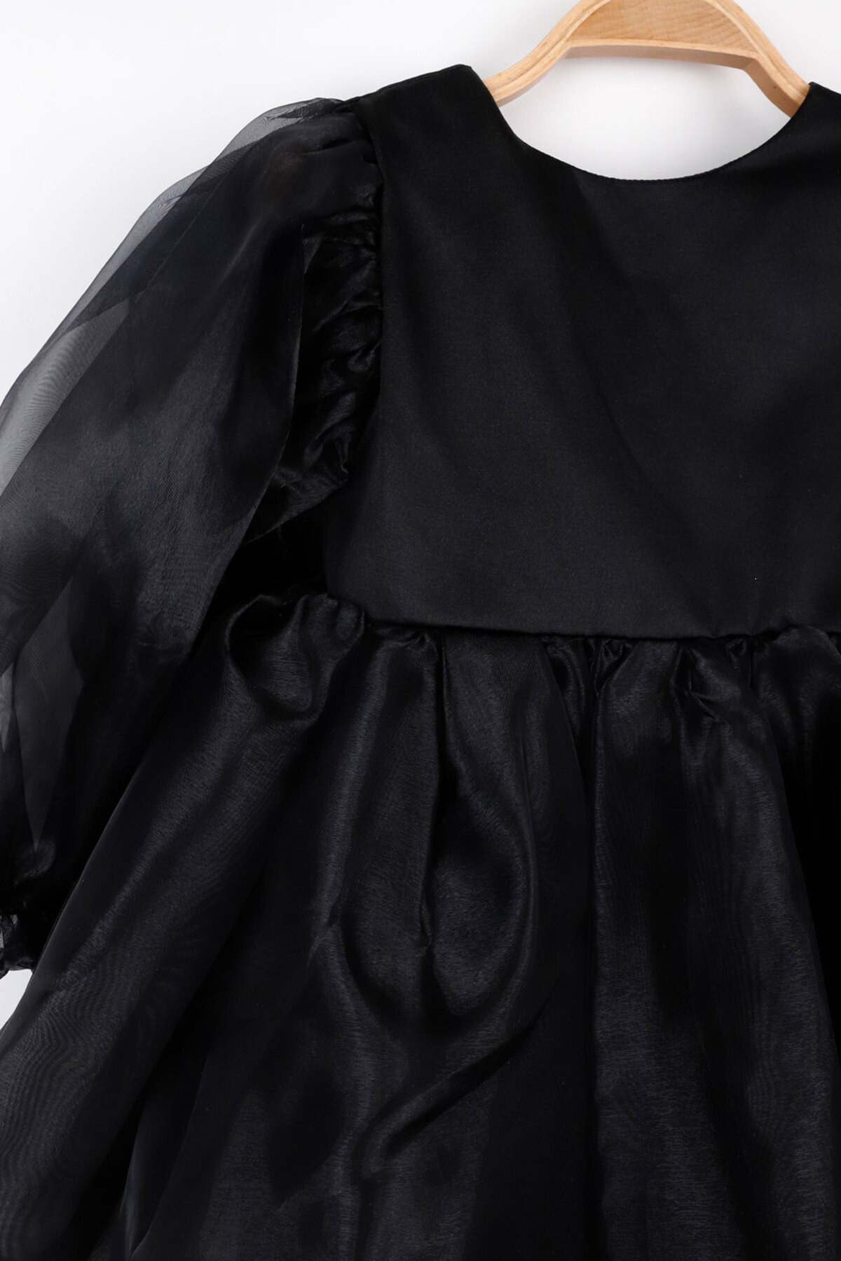 Le Mabelle-Schwarzes, langärmliges Organza-Partykleid für Mädchen – Salbei 3