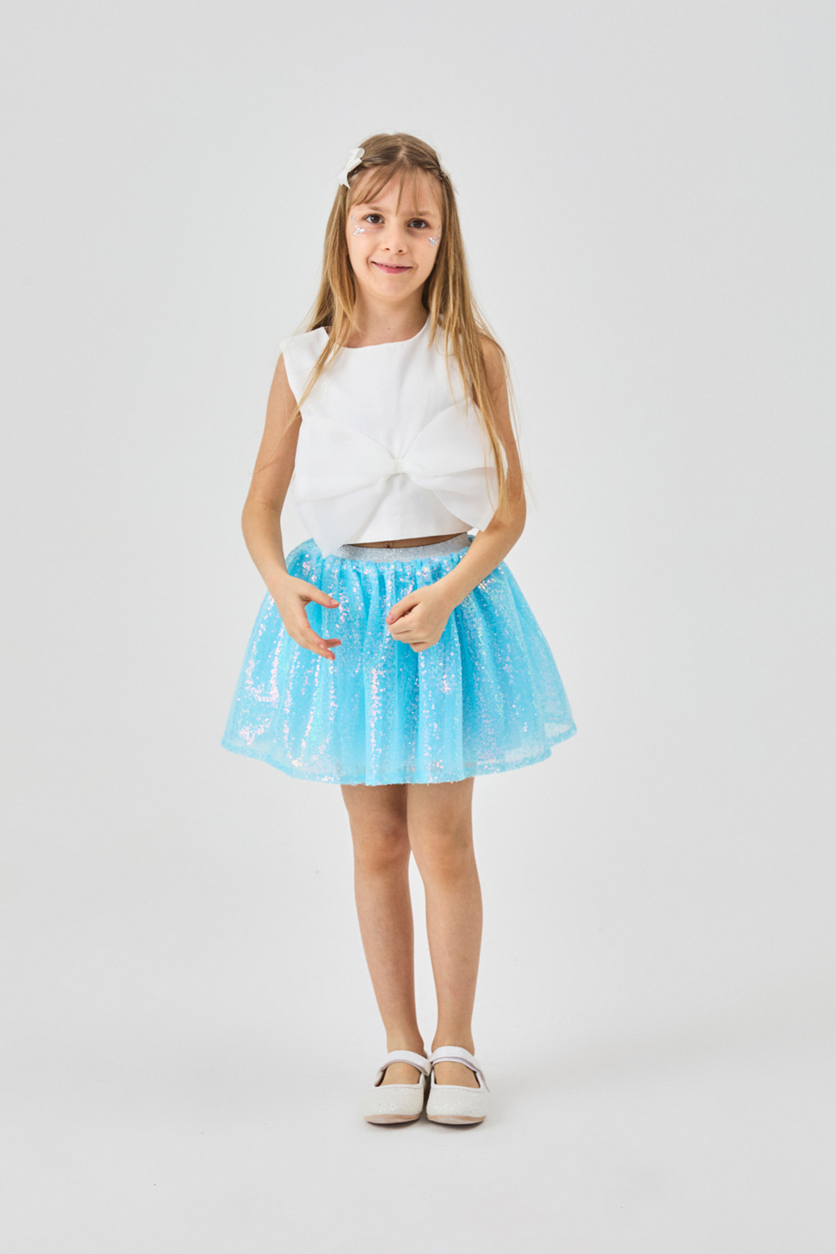 Le Mabelle-Blue Sequined Girl's Skirt - Gracie 3