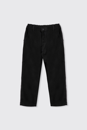 Panço Erkek Çocuk Cepli Beli Yarım Lastikli Siyah Pantolon